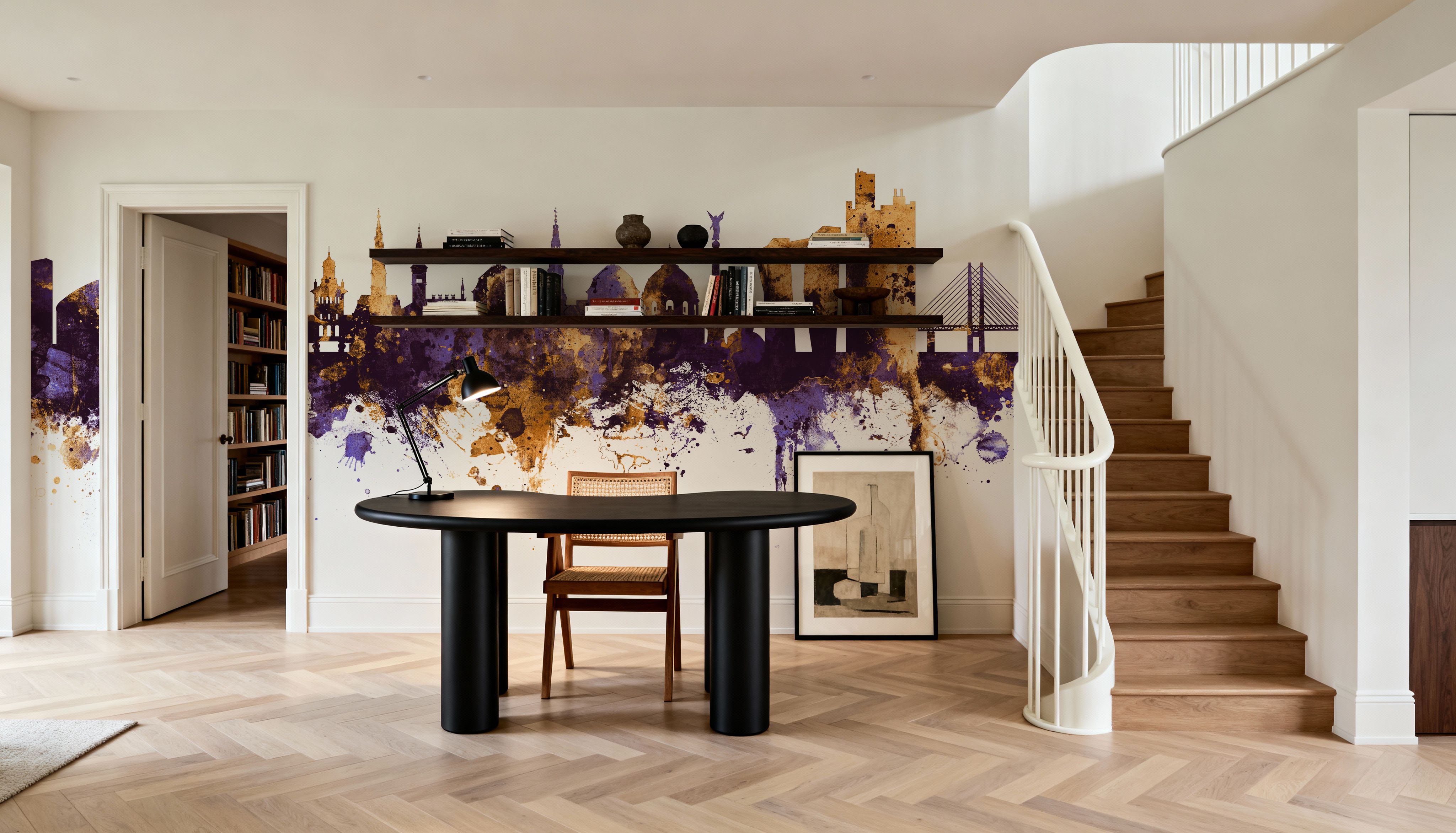 Copenhagen Skyline Purple & Gold