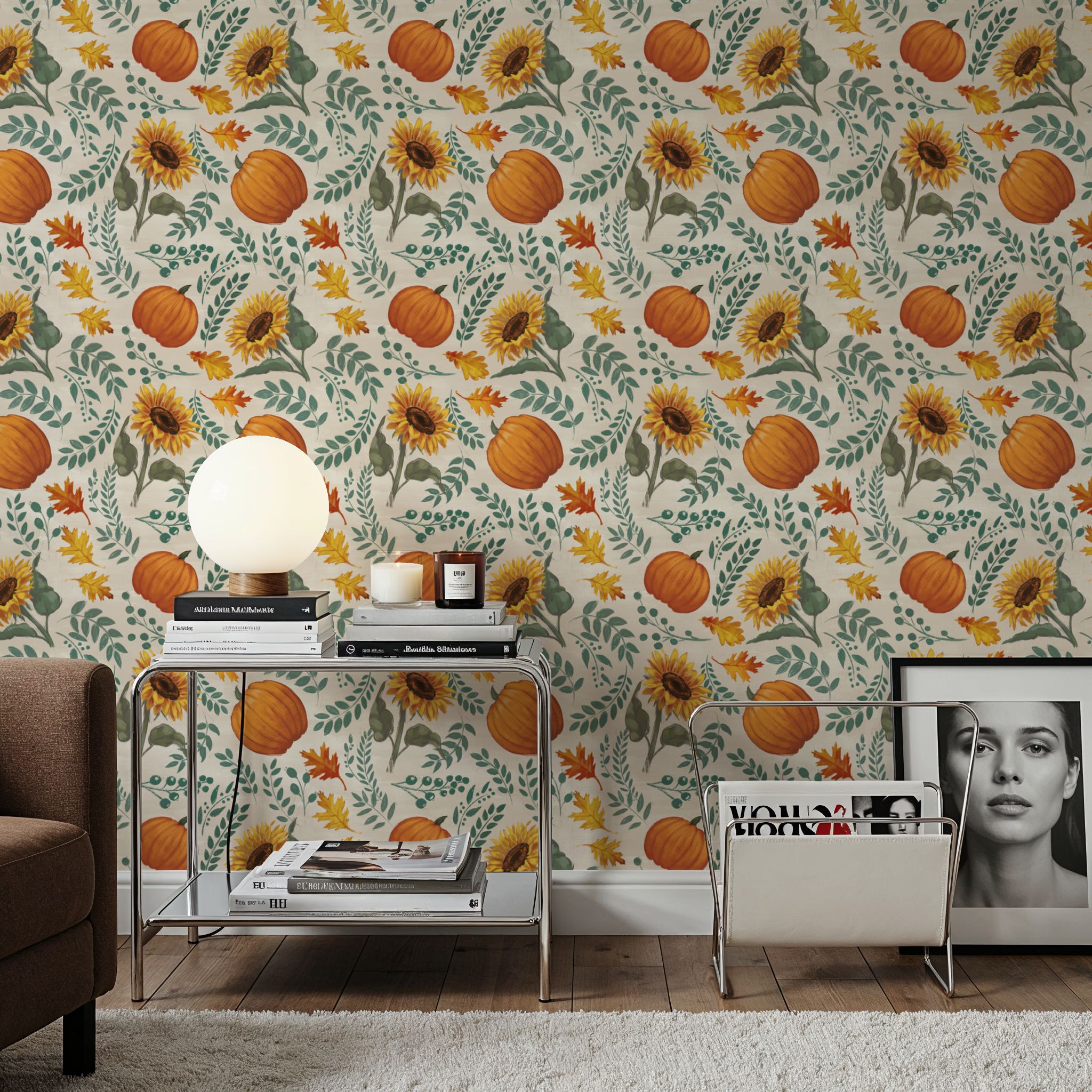 Pumpkin Harvest White, Wallpaper