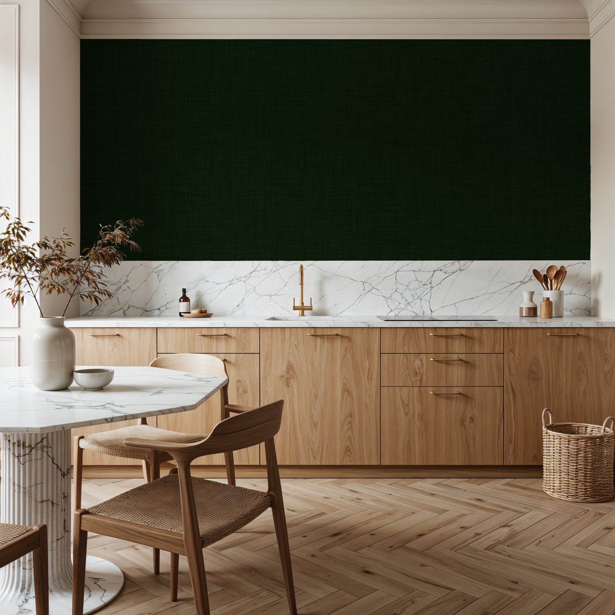 Mottled Linen Effect, Forest Green