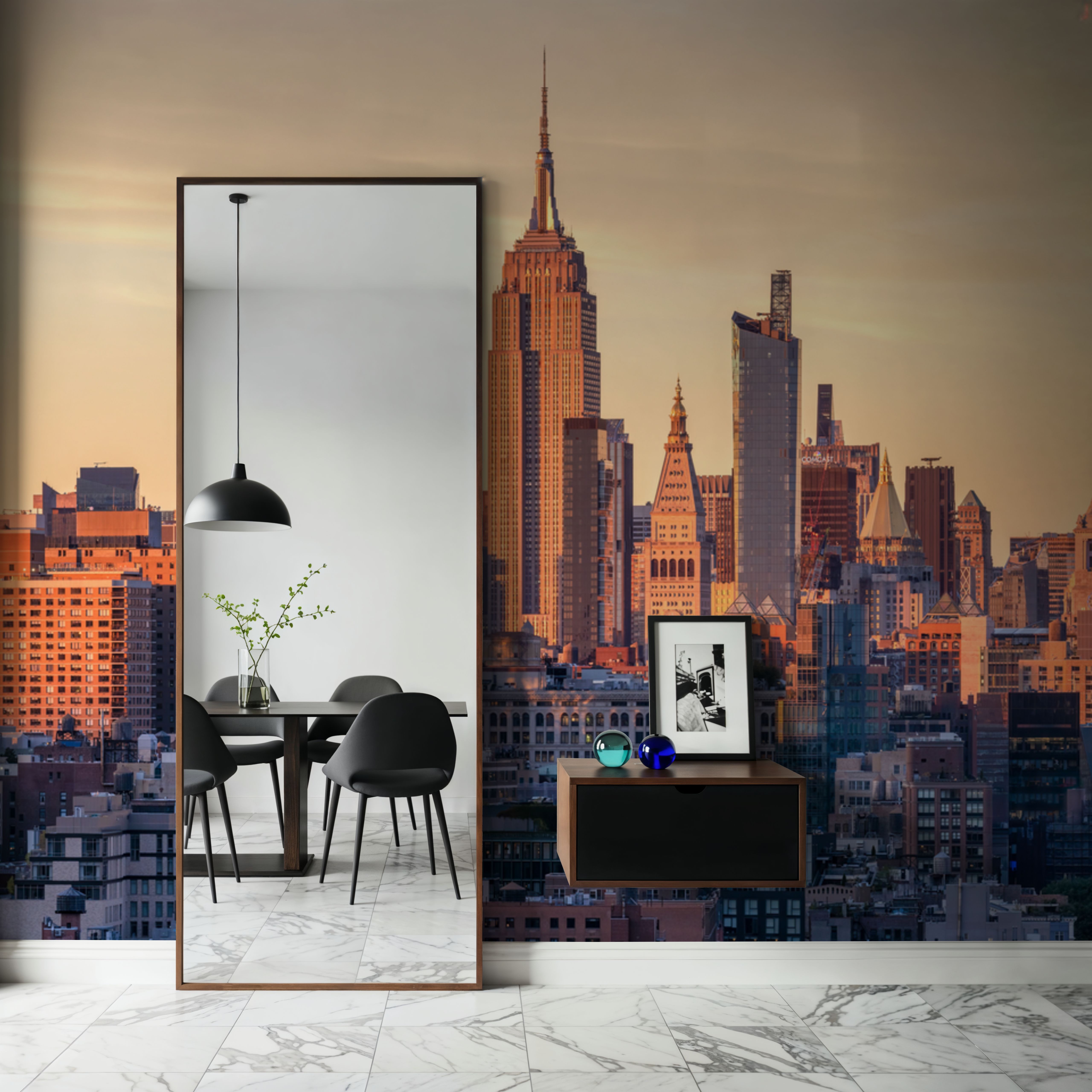 Wall Mural - Midtown Sunsets - Orange - Living room - Wallism US - Premium, Textured or Peel & Stick