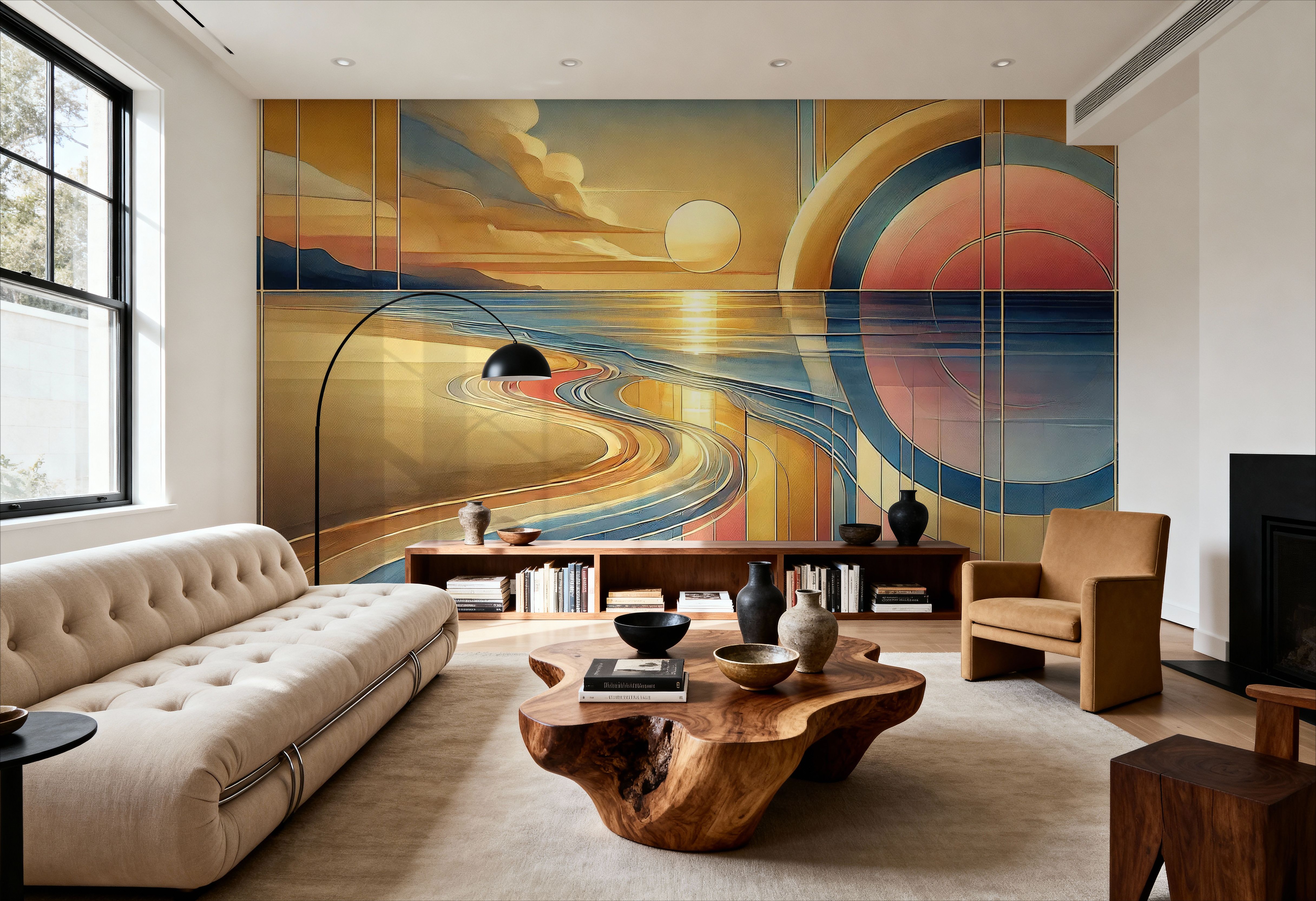 Sundown Serenity Scene in Art Deco