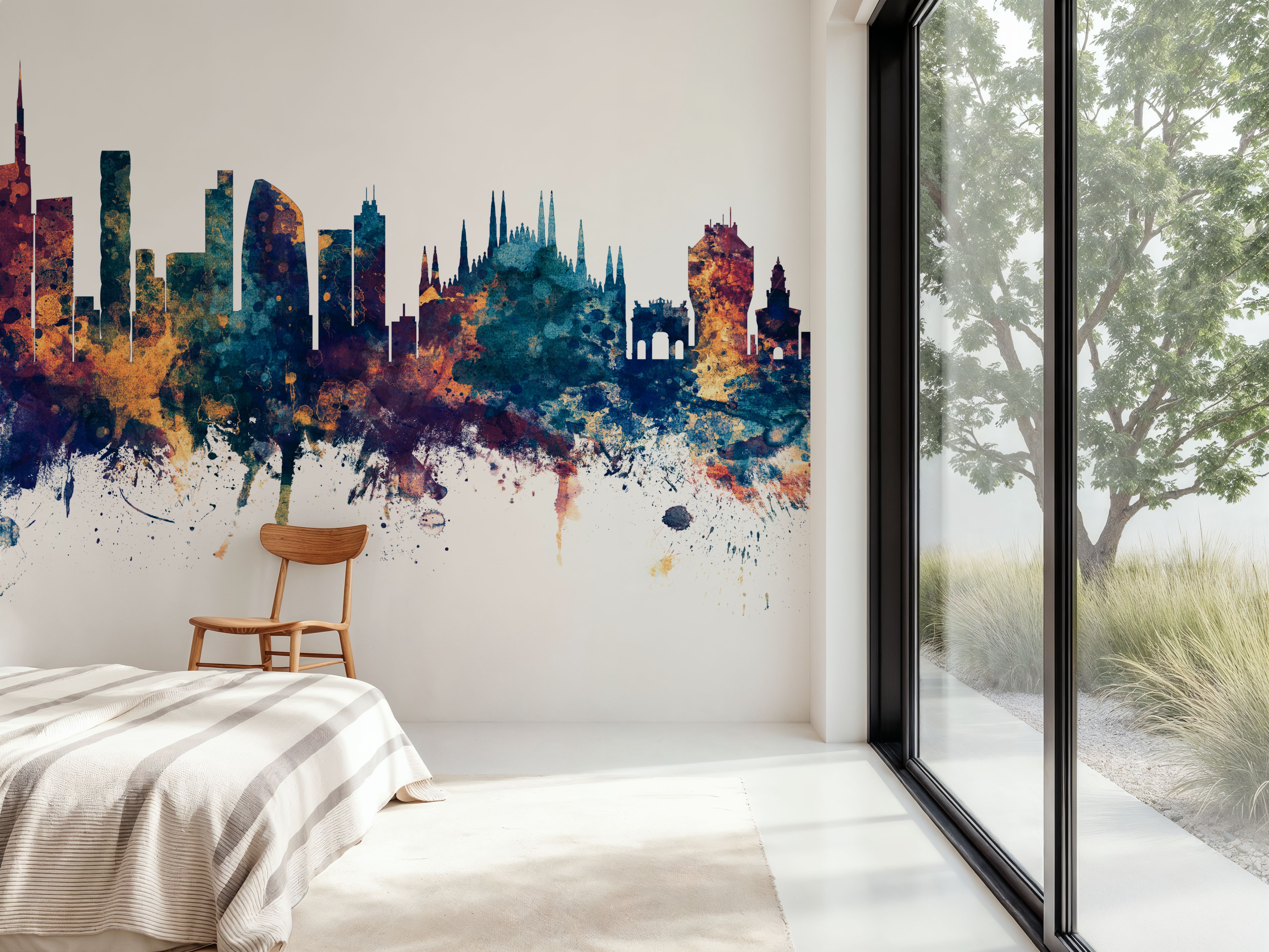 Milan Italy Skyline Blue & Bronze