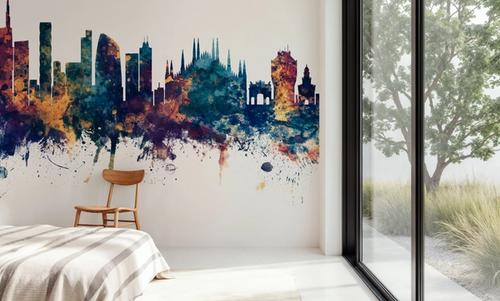 Milan Italy Skyline Blue & Bronze