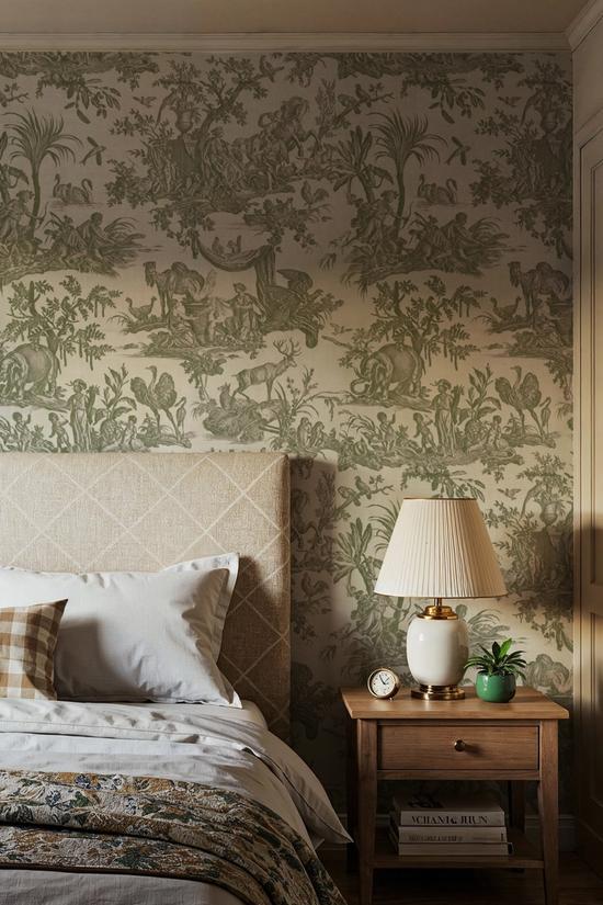 Patinated Linen Toile de Jouy, Olive