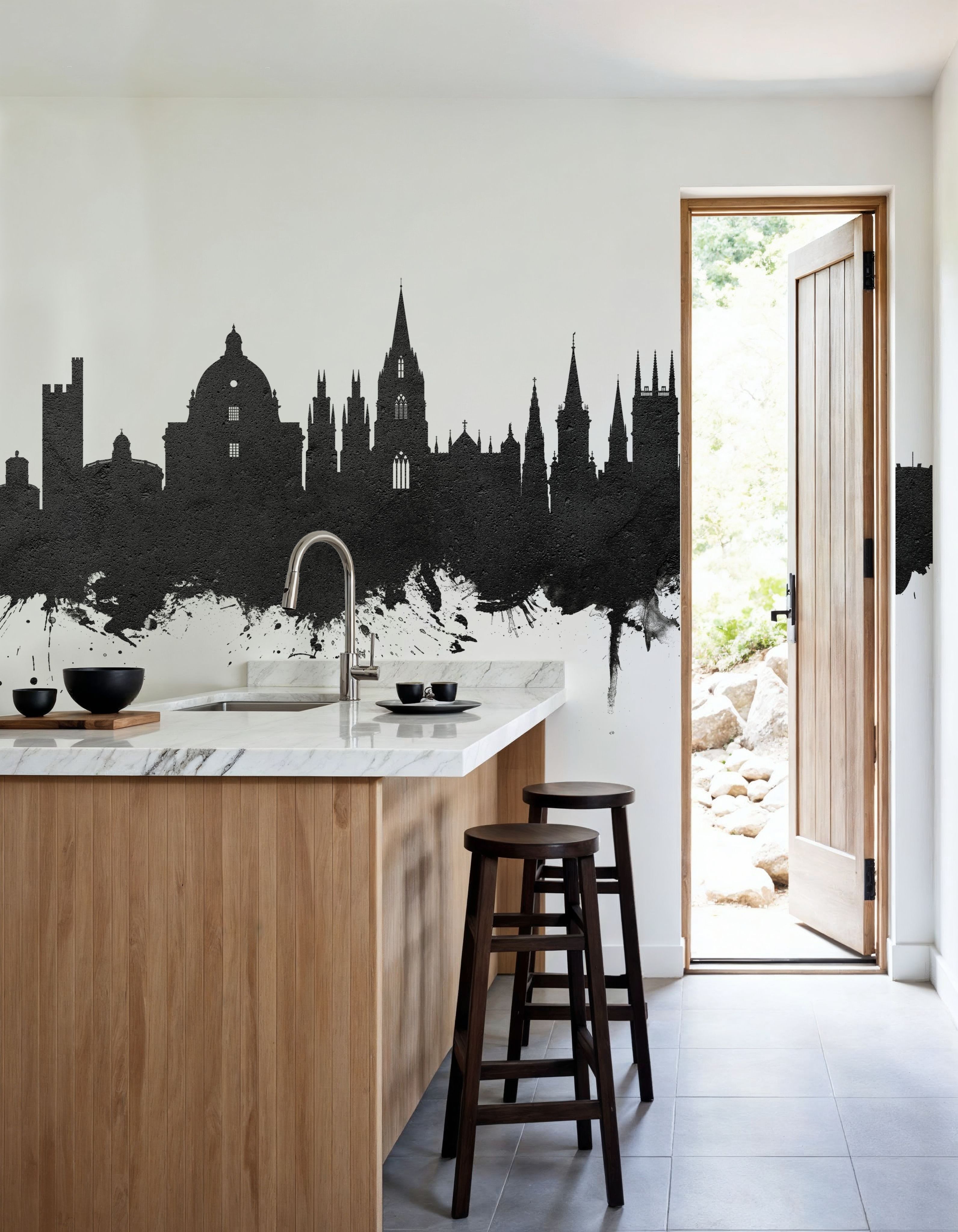 Oxford England Skyline Black & White