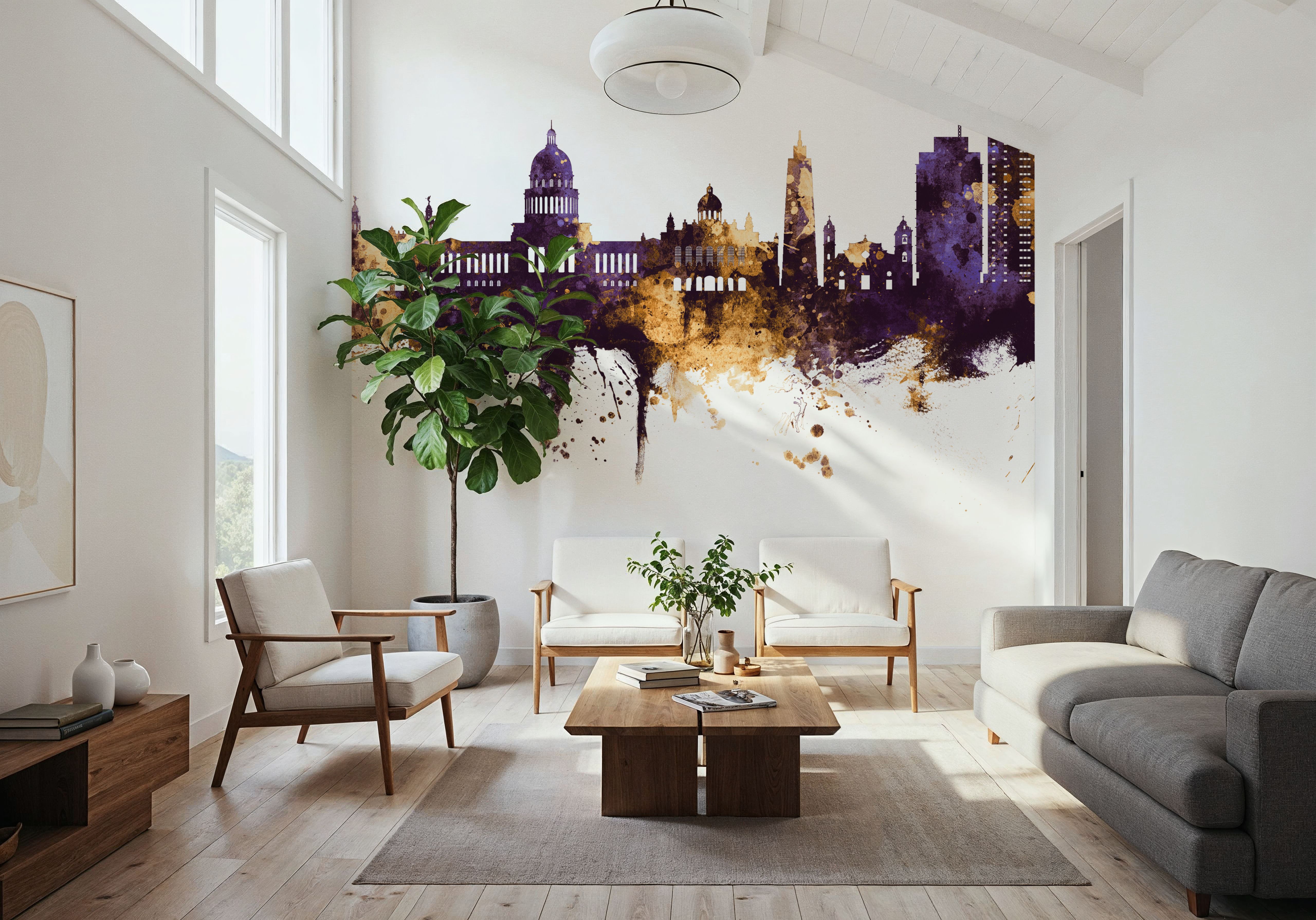Havana Cuba Skyline Purple & Gold