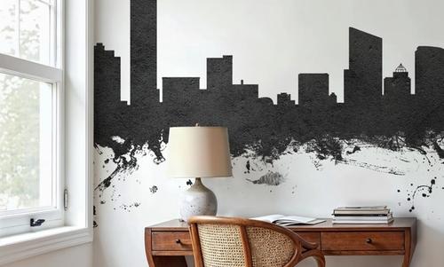 Grand Rapids Michigan Skyline Black & White