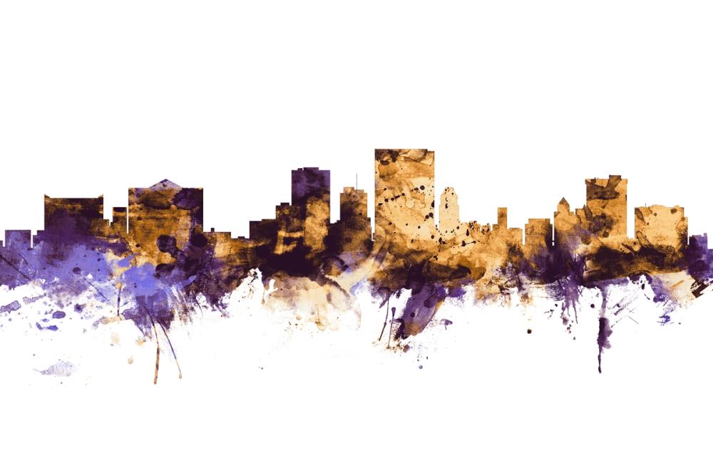 El Paso Texas Skyline Purple & Gold