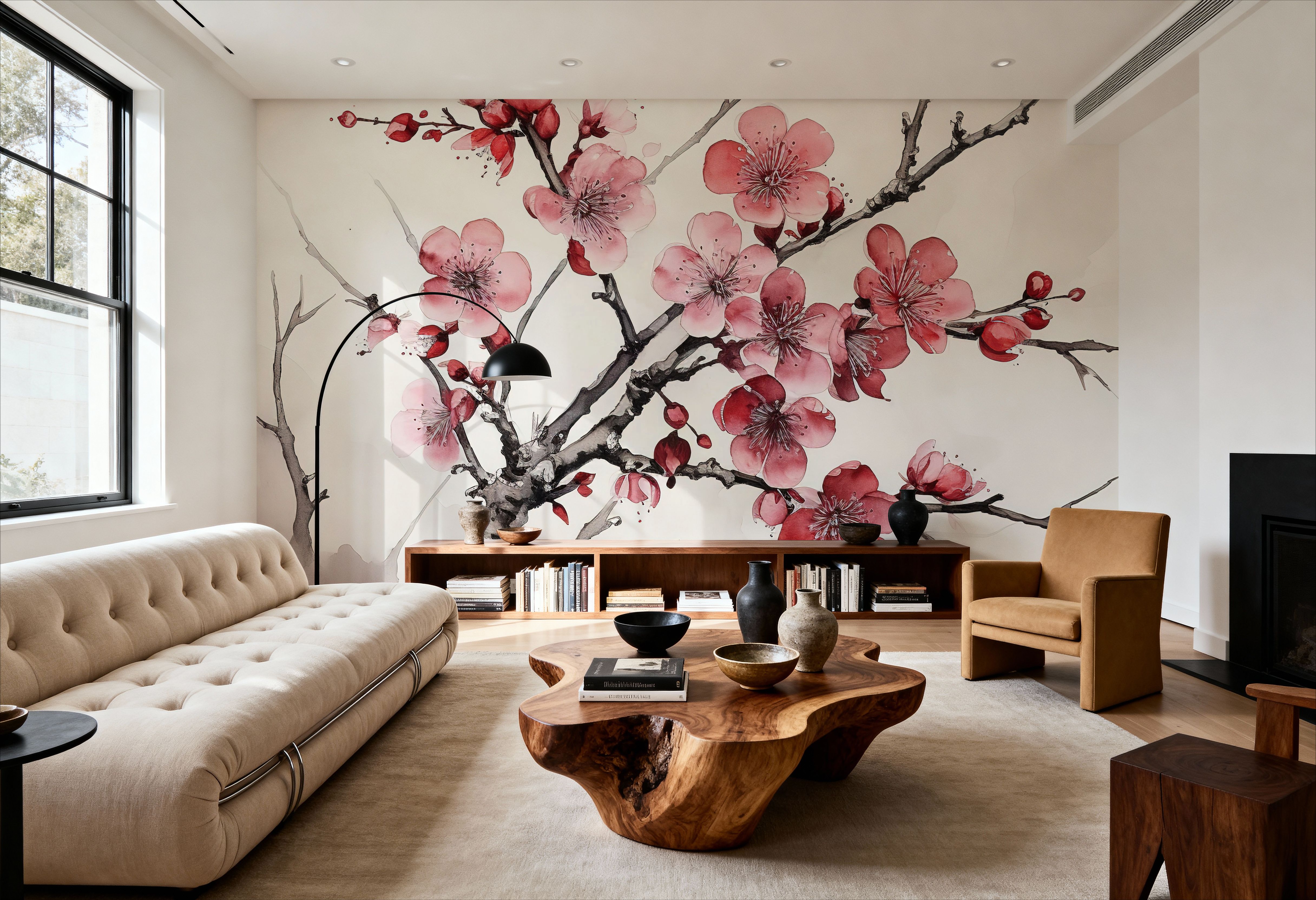 Ink Cherry Blossoms Branches