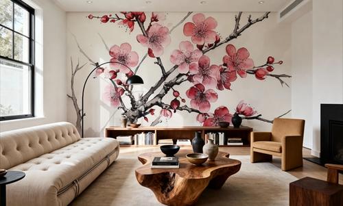 Ink Cherry Blossoms Branches