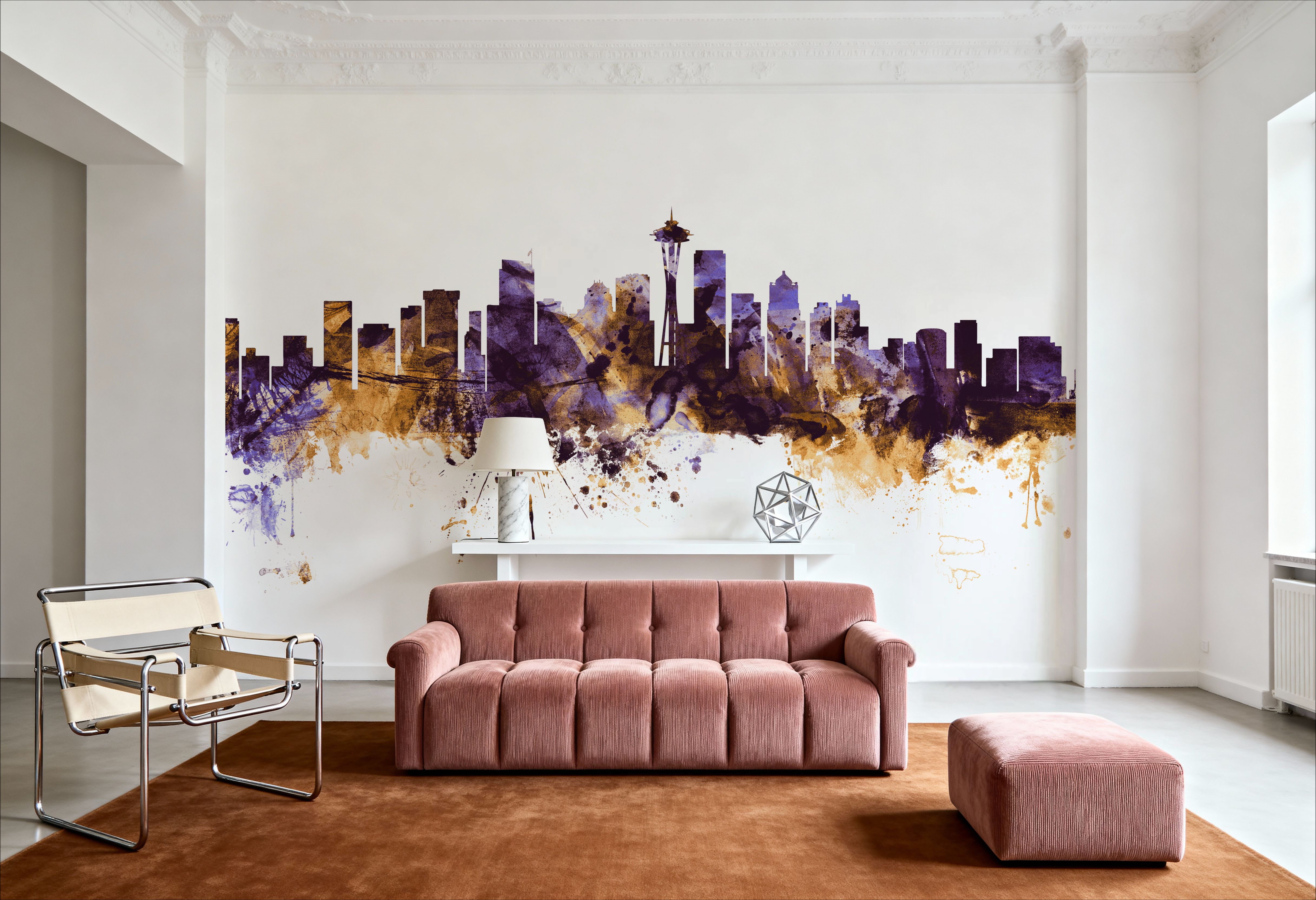 Seattle Skyline Purple & Gold, Wallpaper