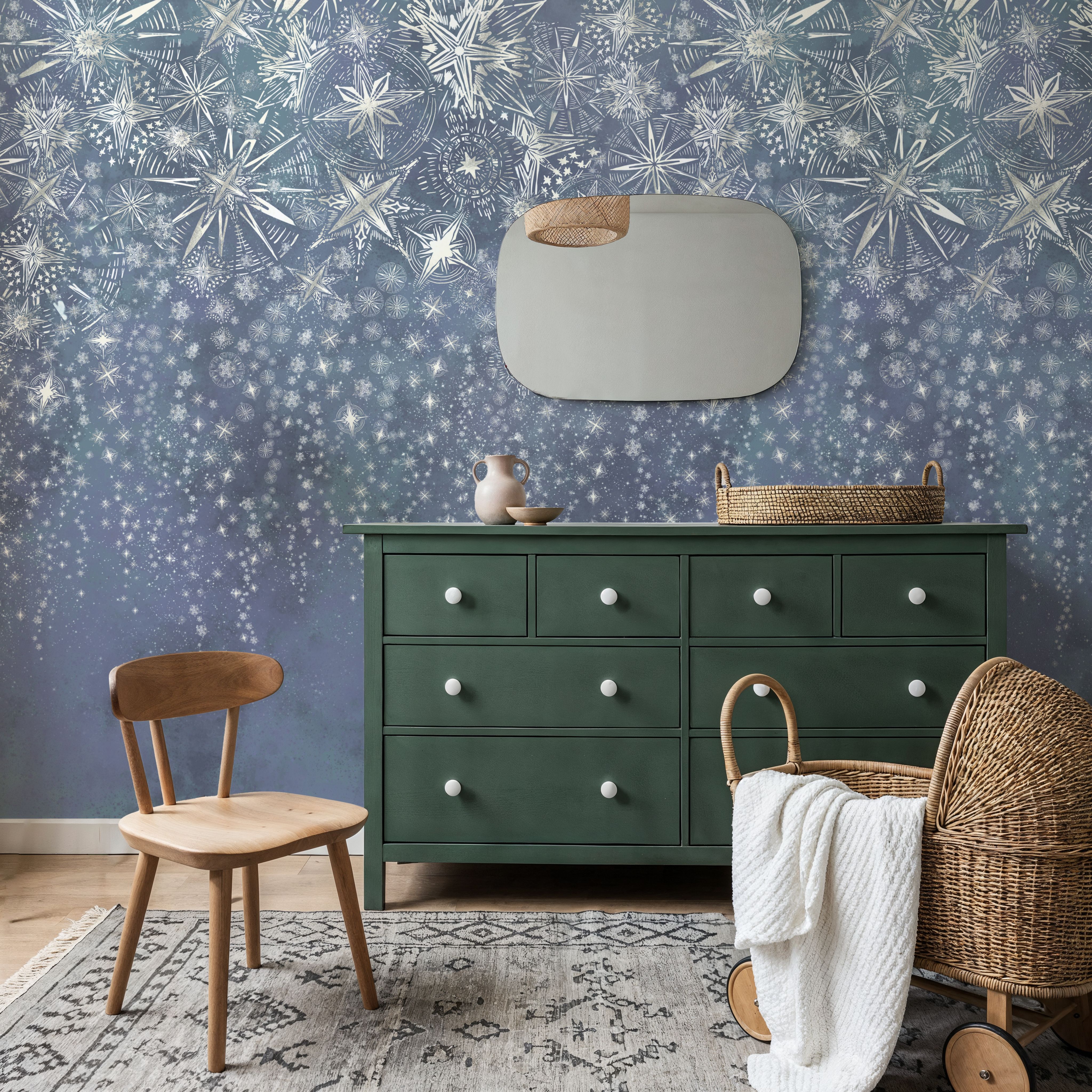 Wall Mural - Celestial Dreams Pearl - Stars mural wallpaper - Kids' Room - Wallism US - Premium, Textured or Peel & Stick