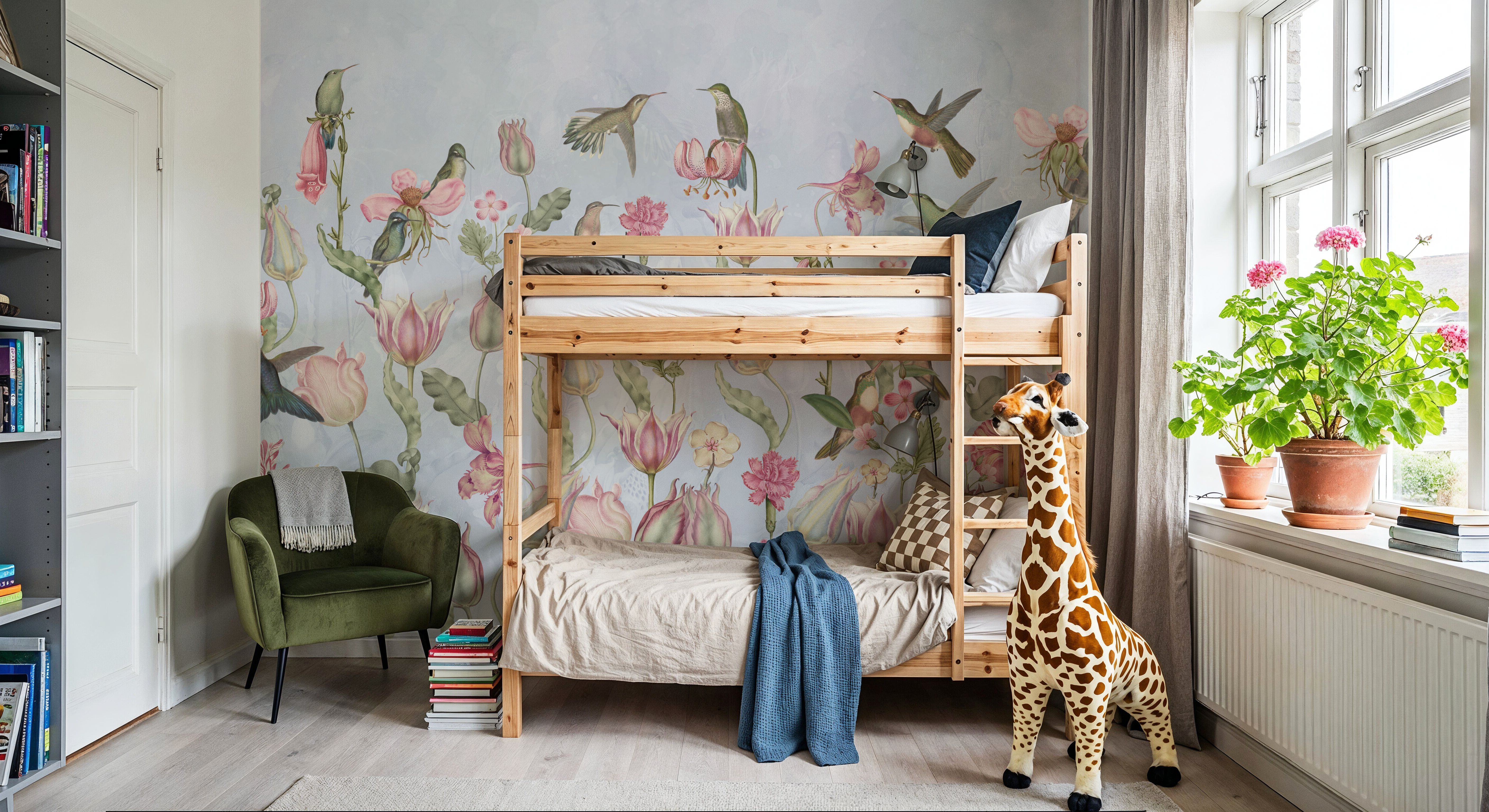 Tulips & Birds, Sky Blue