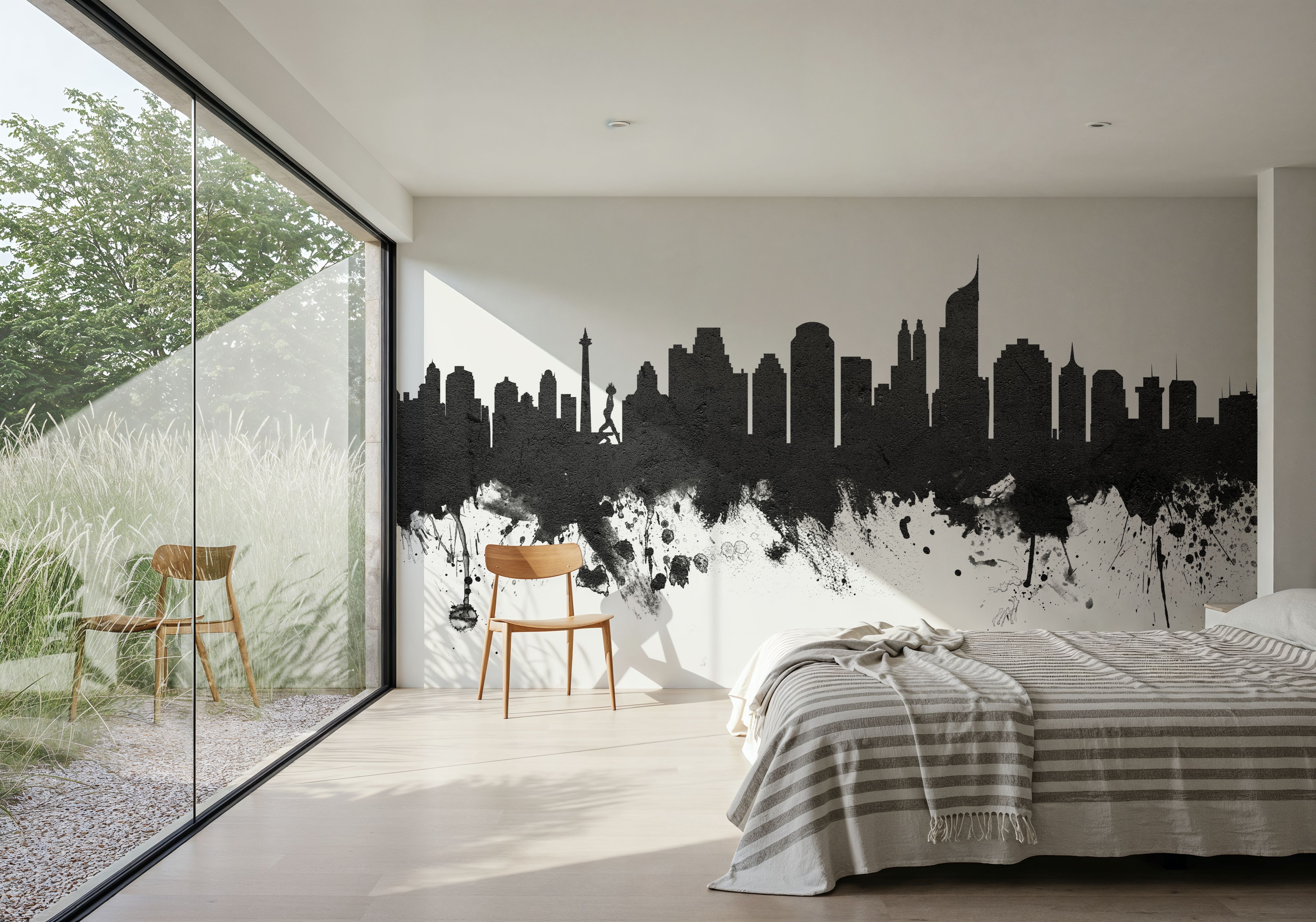 Jakarta Skyline Indonesia Black & White, Wallpaper