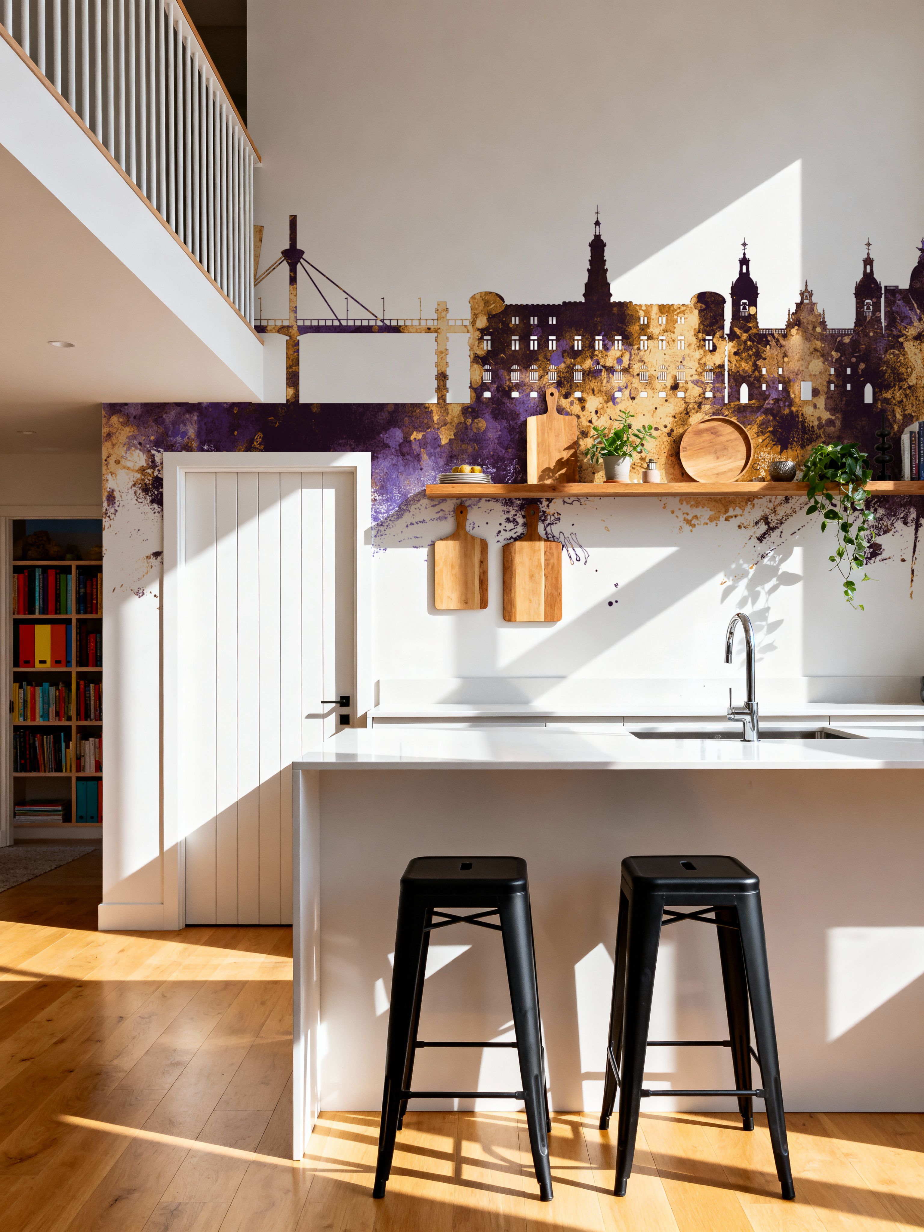 Bilbao Skyline Purple & Gold