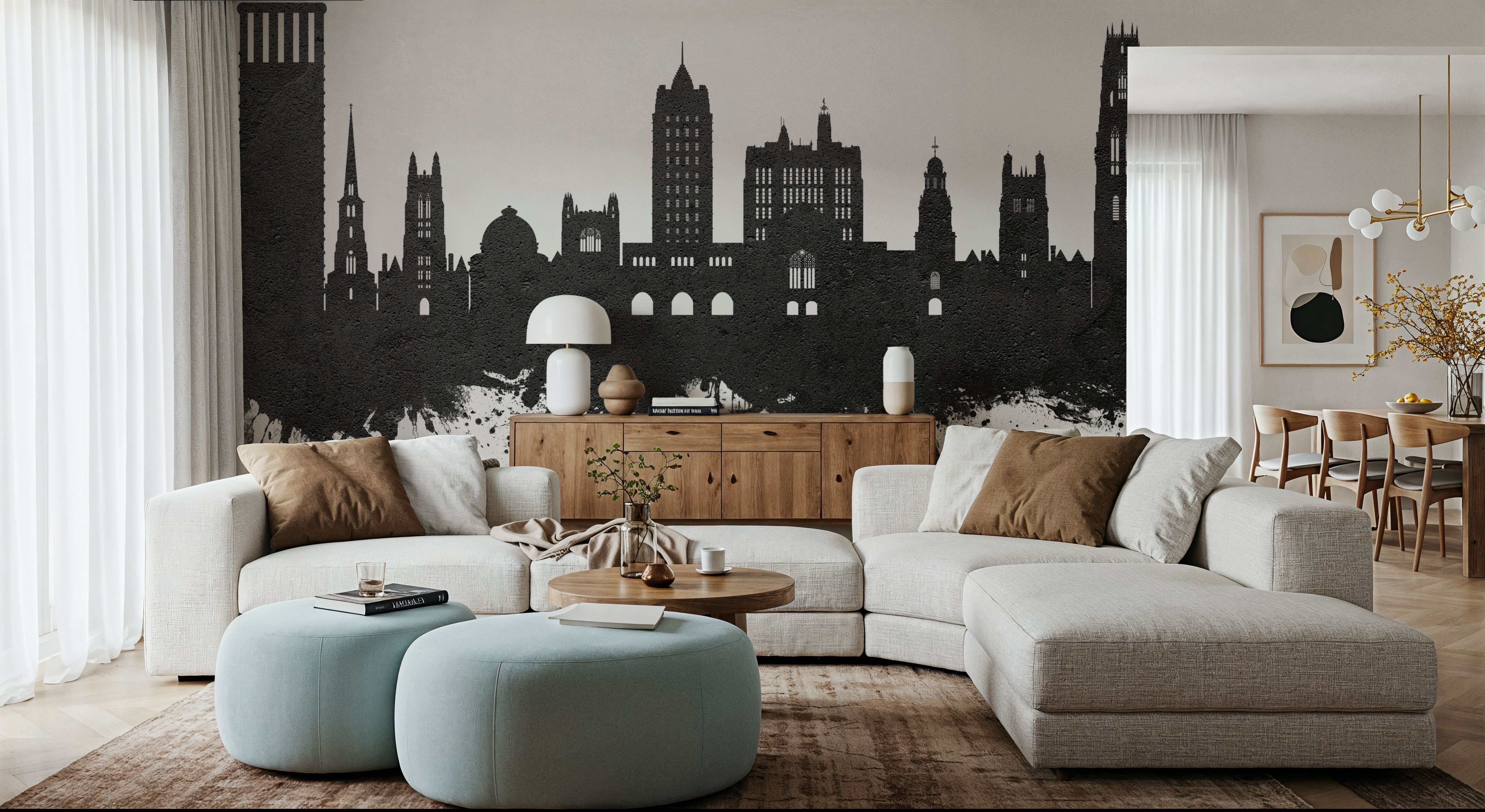 New Haven Connecticut Skyline Black & White