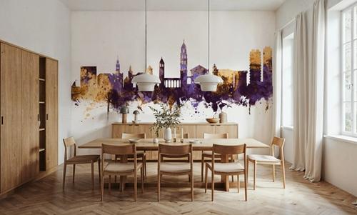 Split Croatia Skyline Purple & Gold