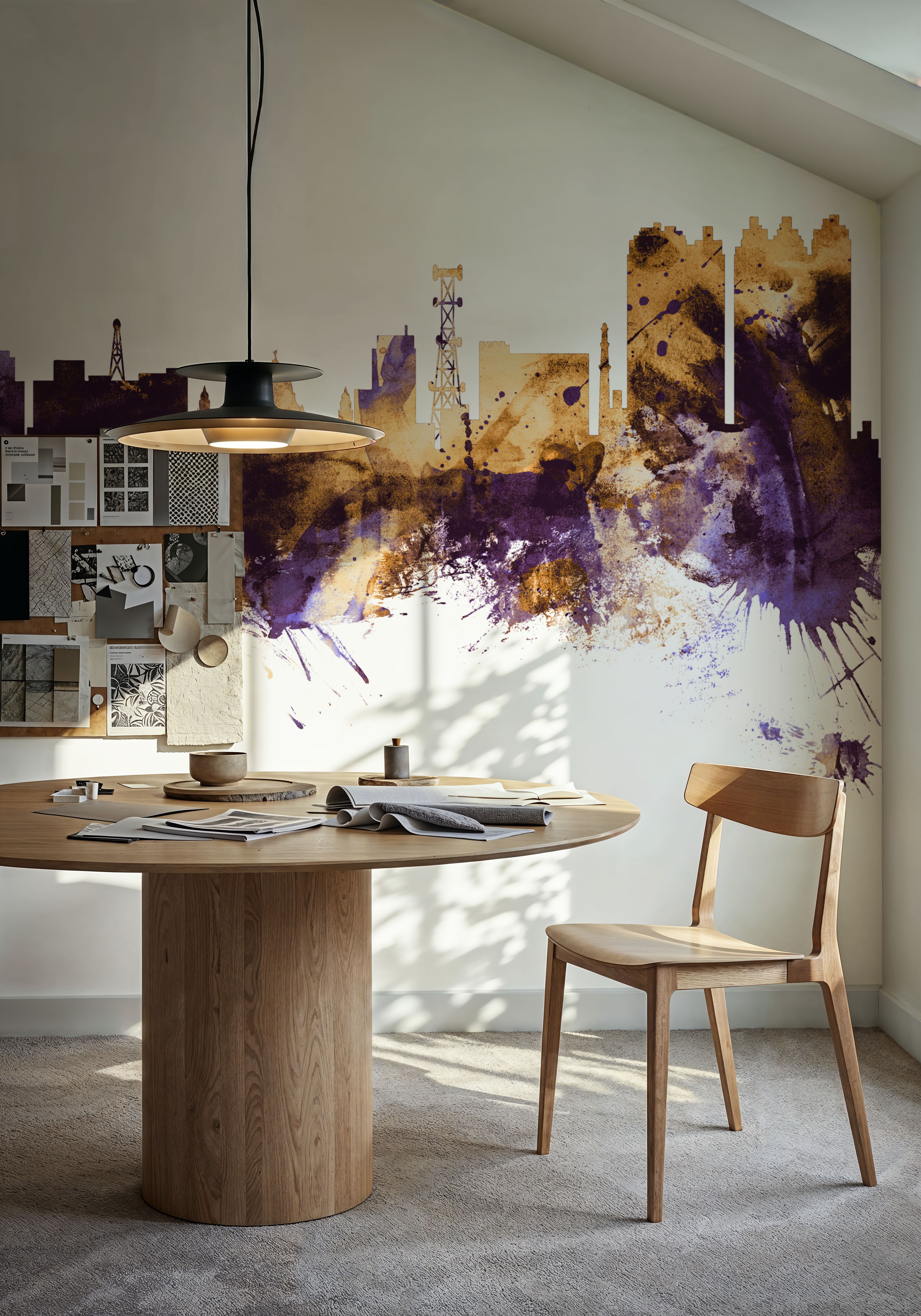 Kolkata (Calcutta) India Skyline Purple & Gold