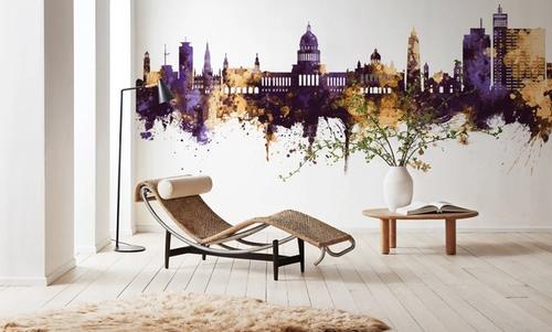 Havana Cuba Skyline Purple & Gold