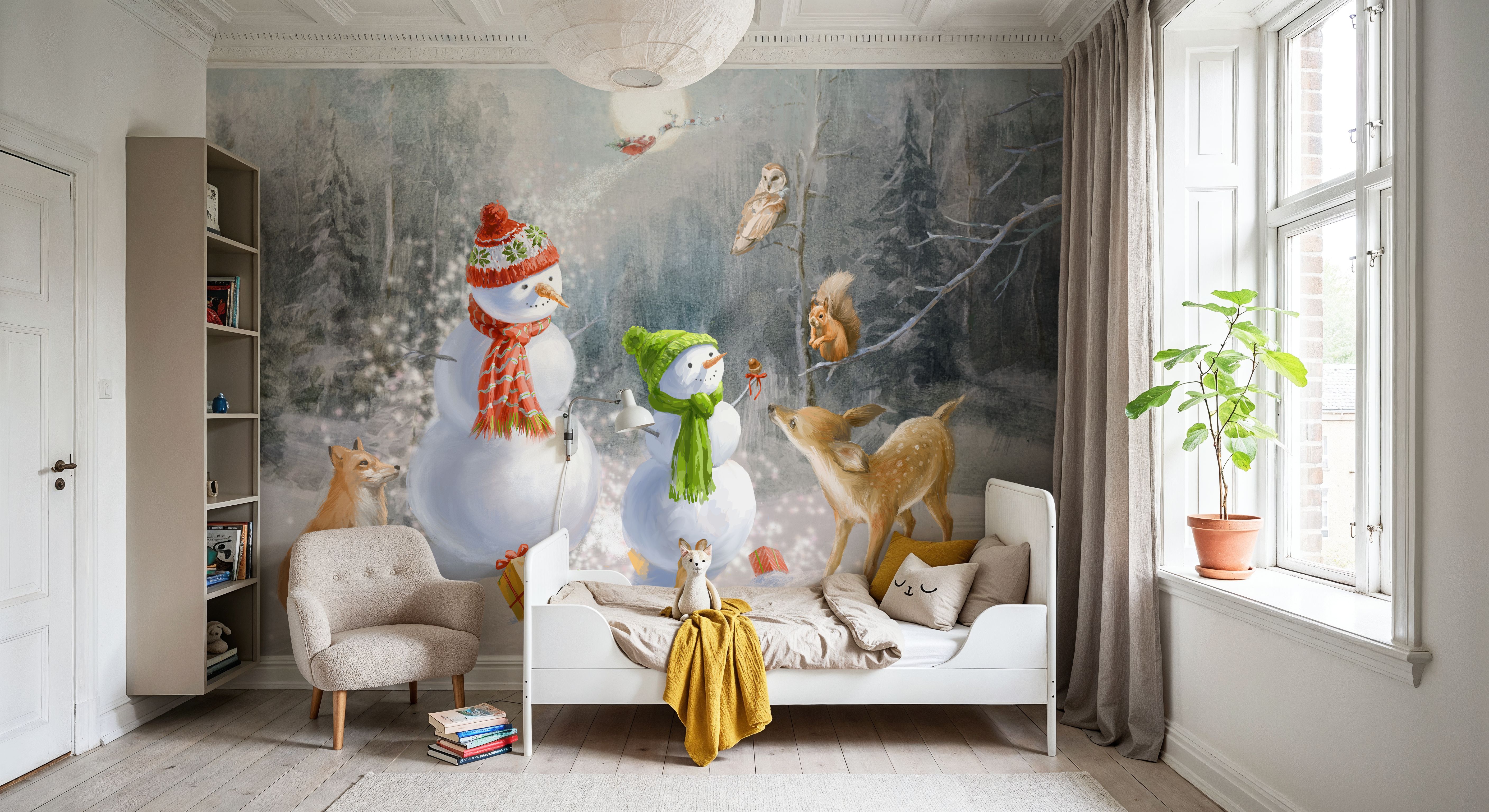 Woodland Snowmen, Wallpaper