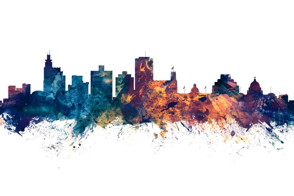 Jackson Mississippi Skyline Blue & Bronze