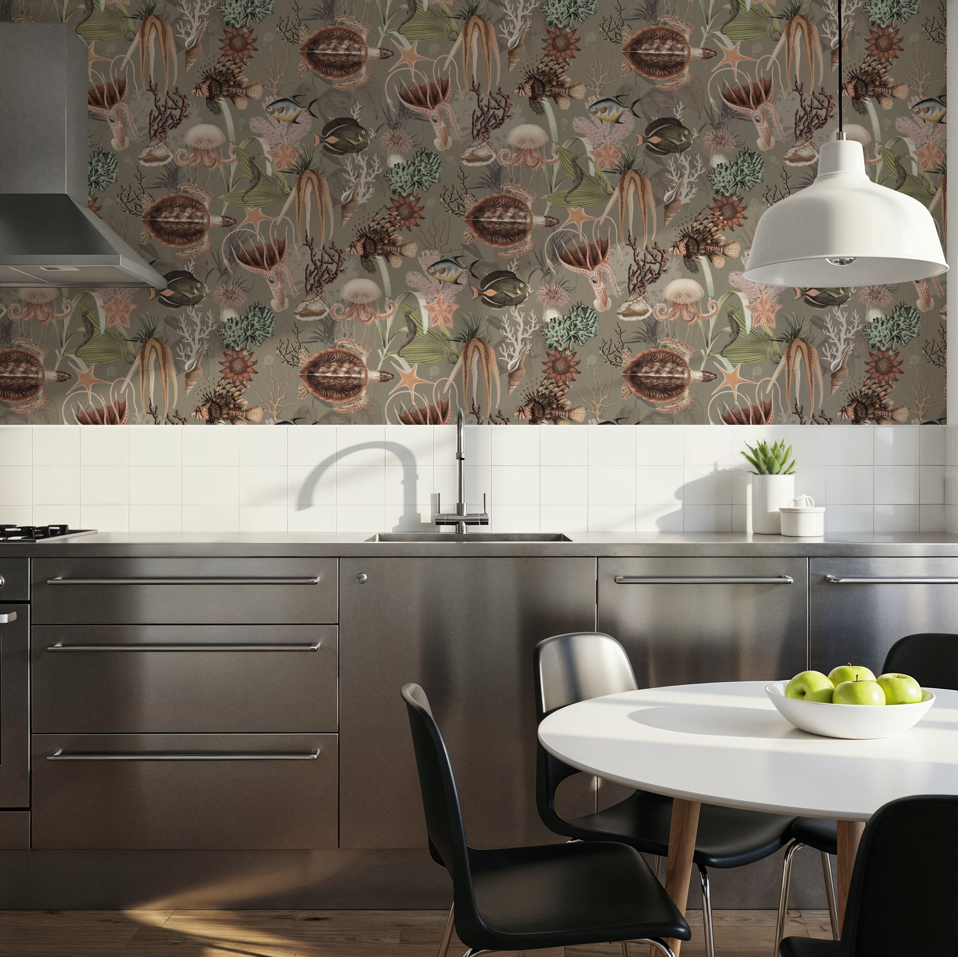 Deep Sea, Oyster, Wallpaper