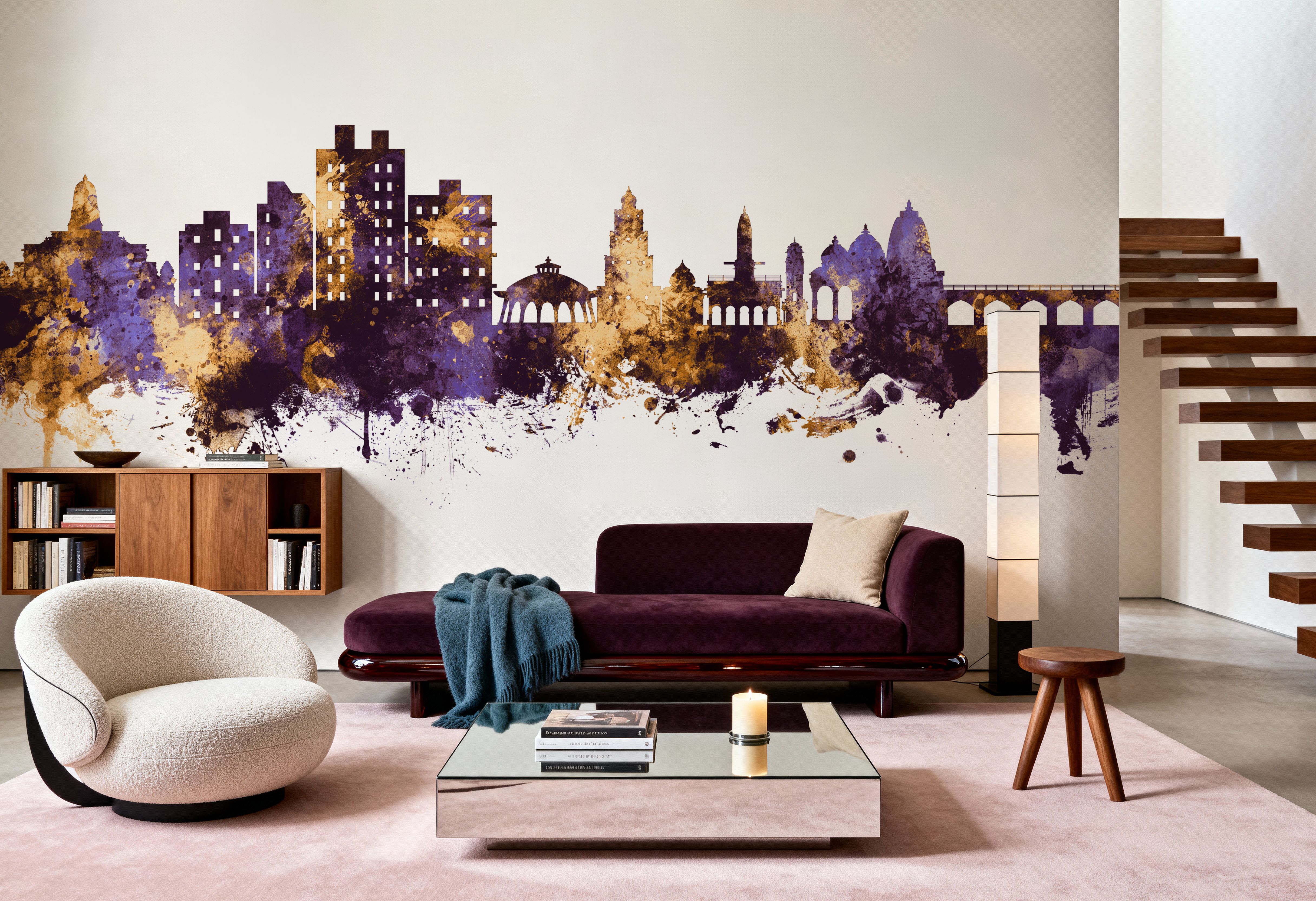 Nashik India Skyline Purple & Gold