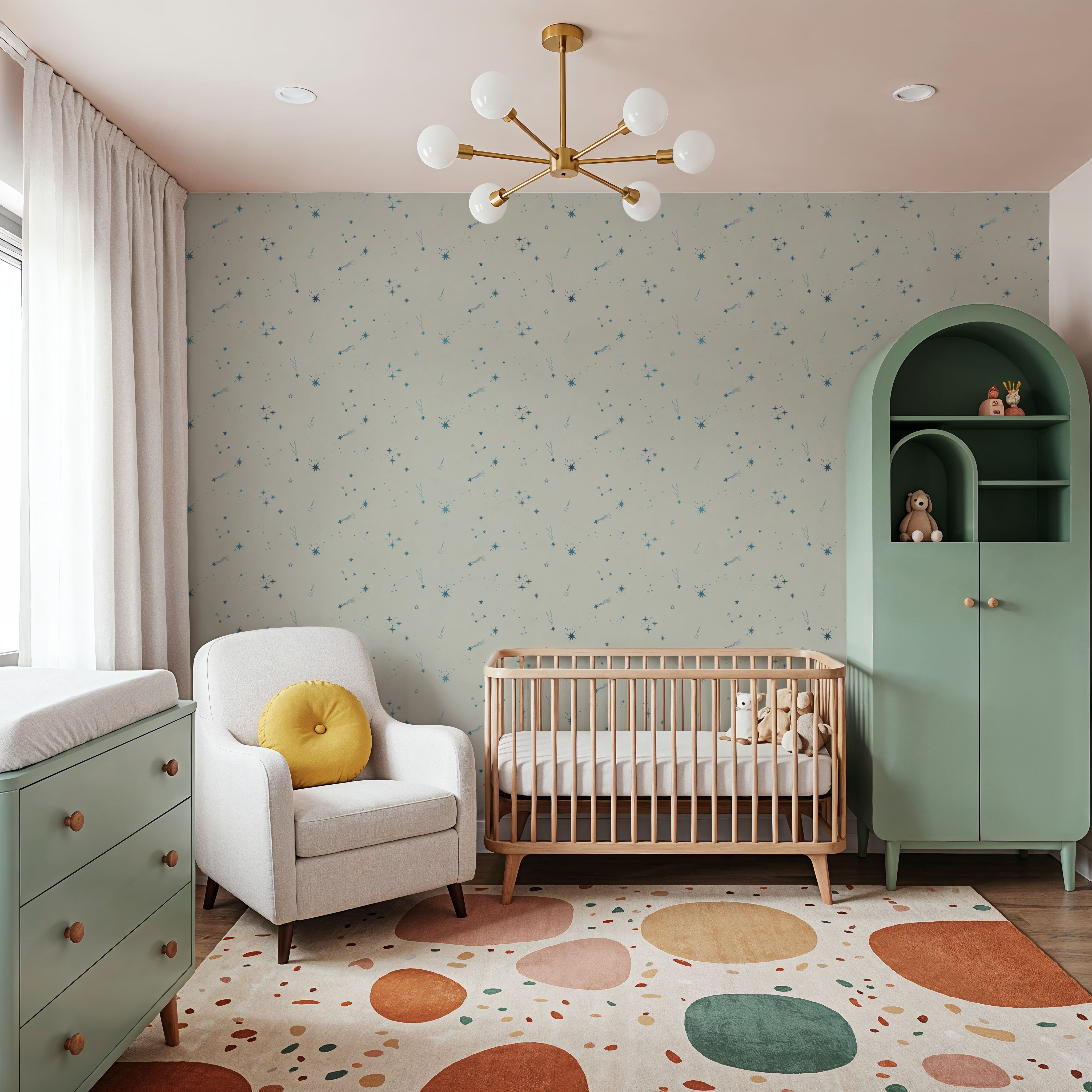 Stardust, Teal on Ivory