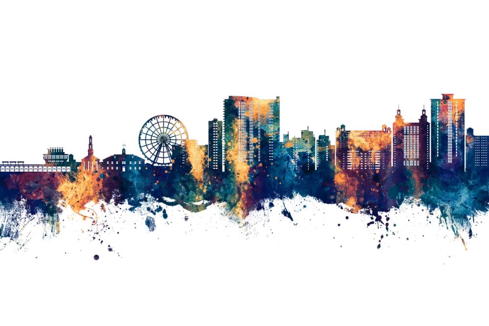 Myrtle Beach South Carolina Skyline Blue & Bronze