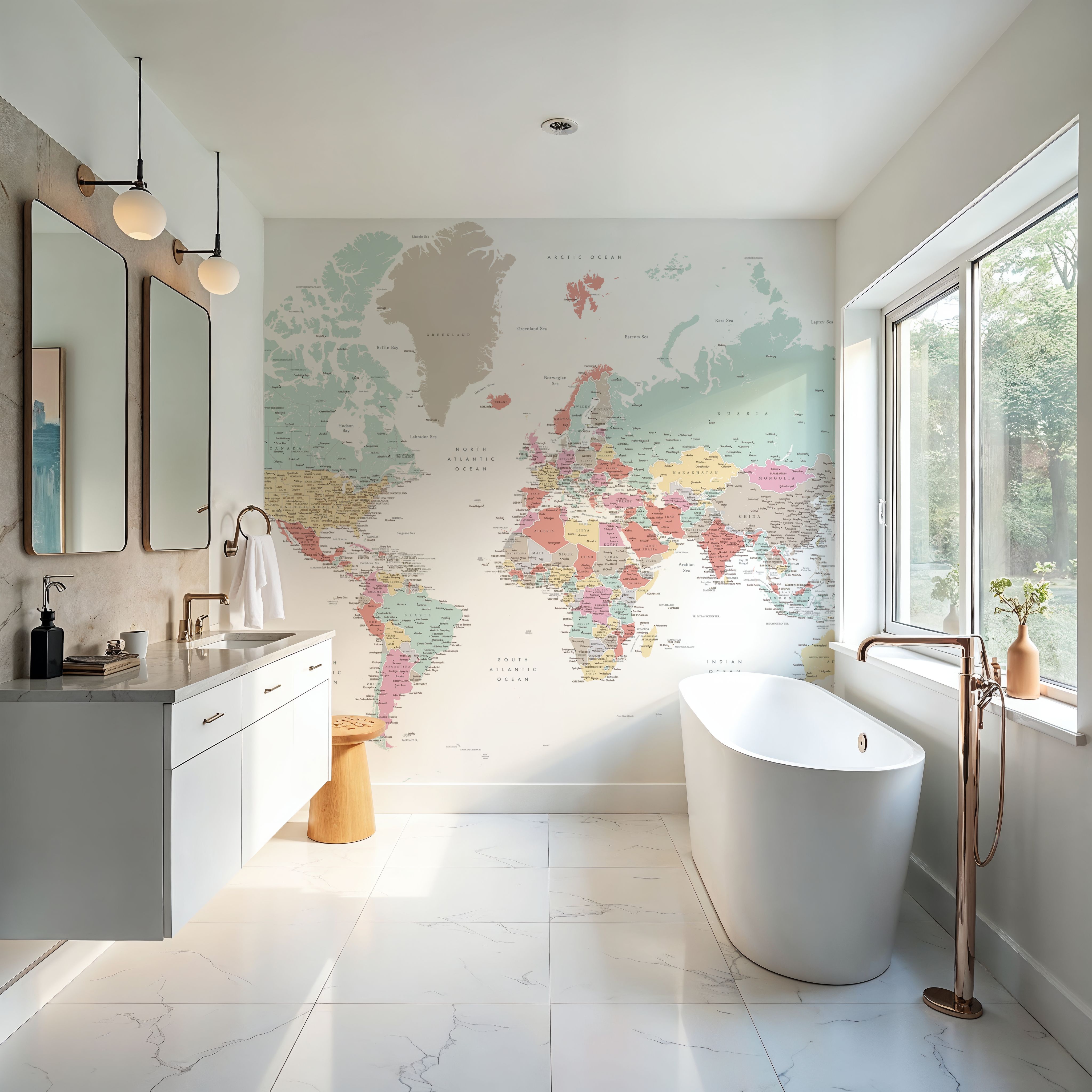 World Map Cities - Pastella