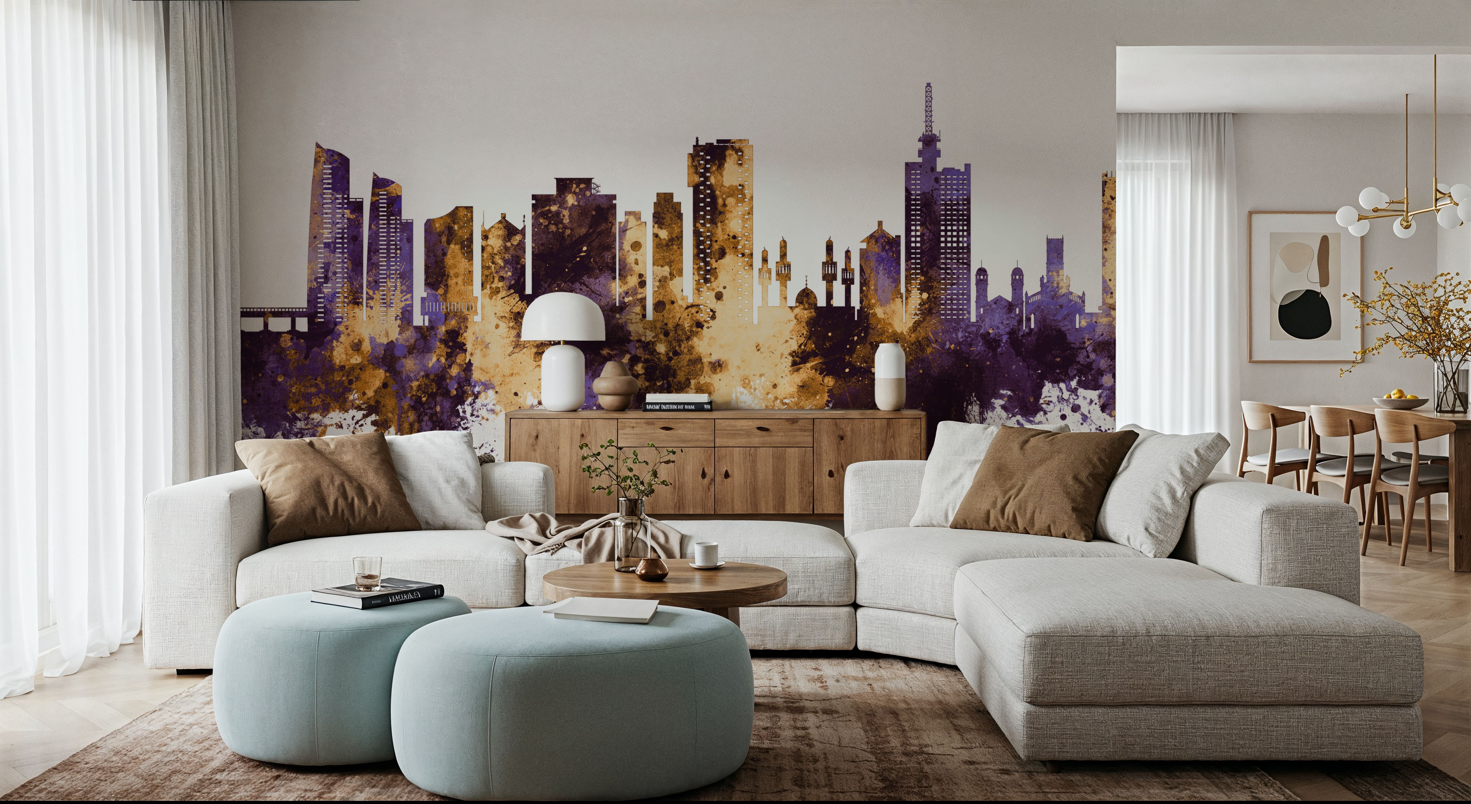Lagos Nigeria Skyline Purple & Gold