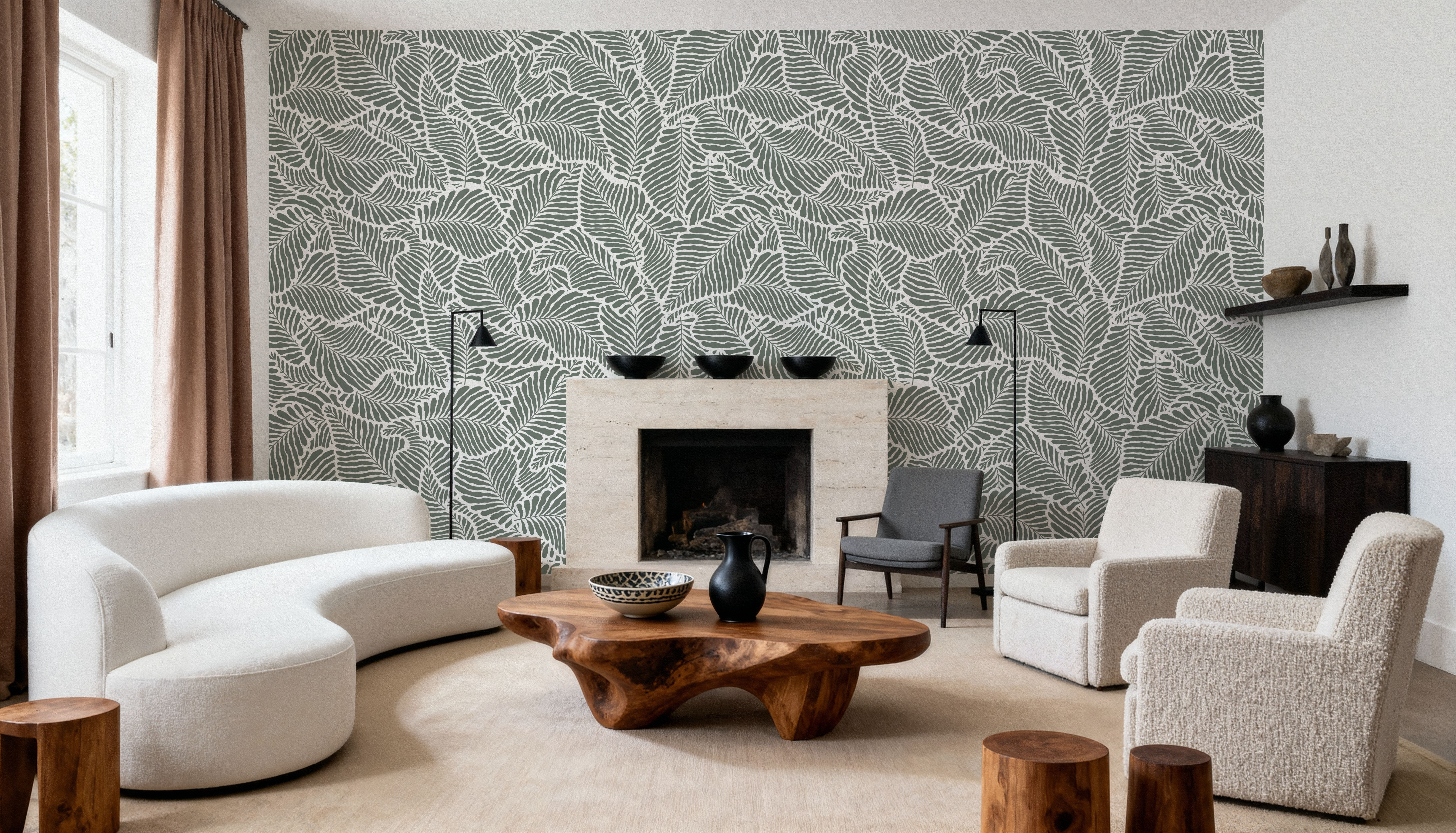 Fern Cut-Outs Pattern, Khaki