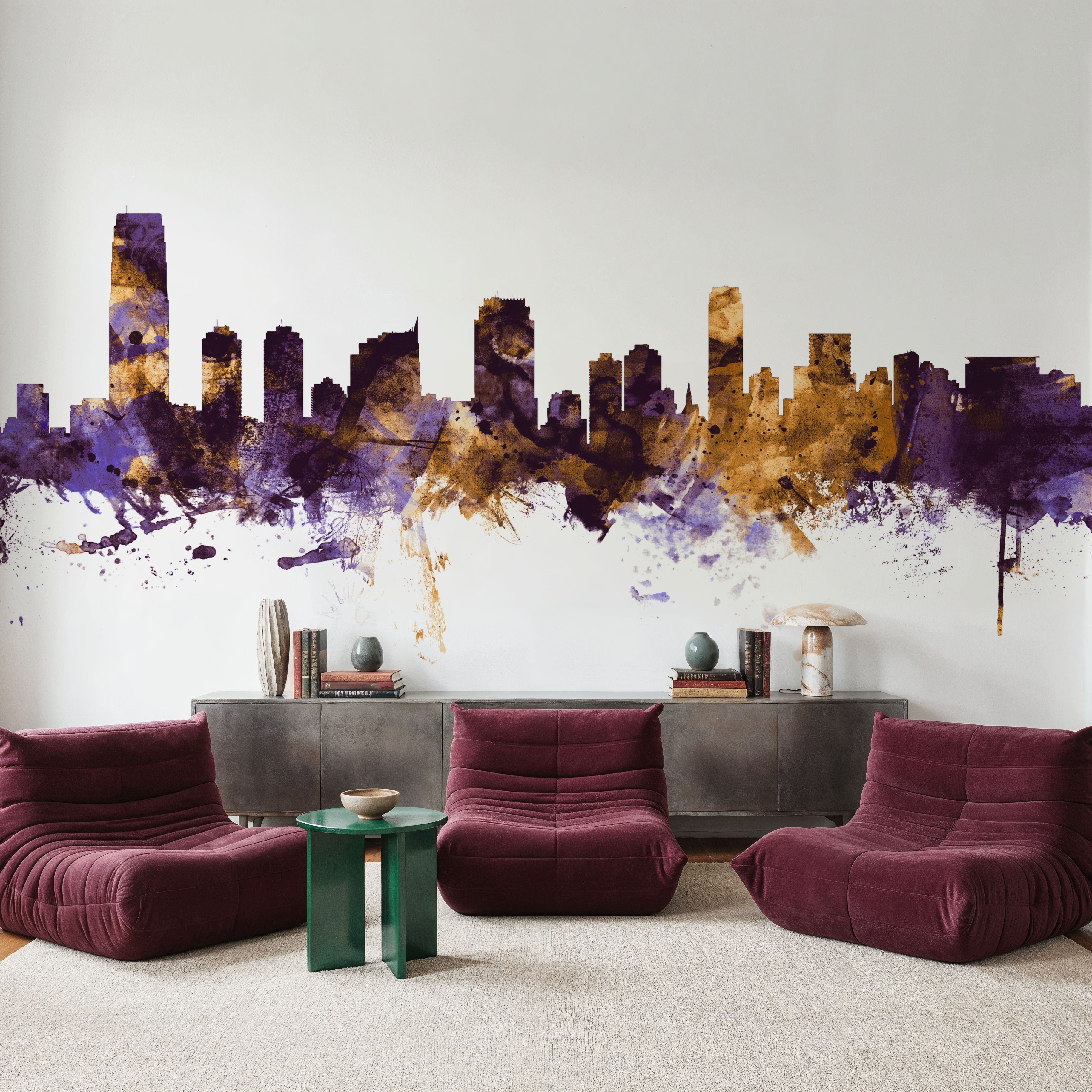 Jersey City New York Skyline Purple & Gold
