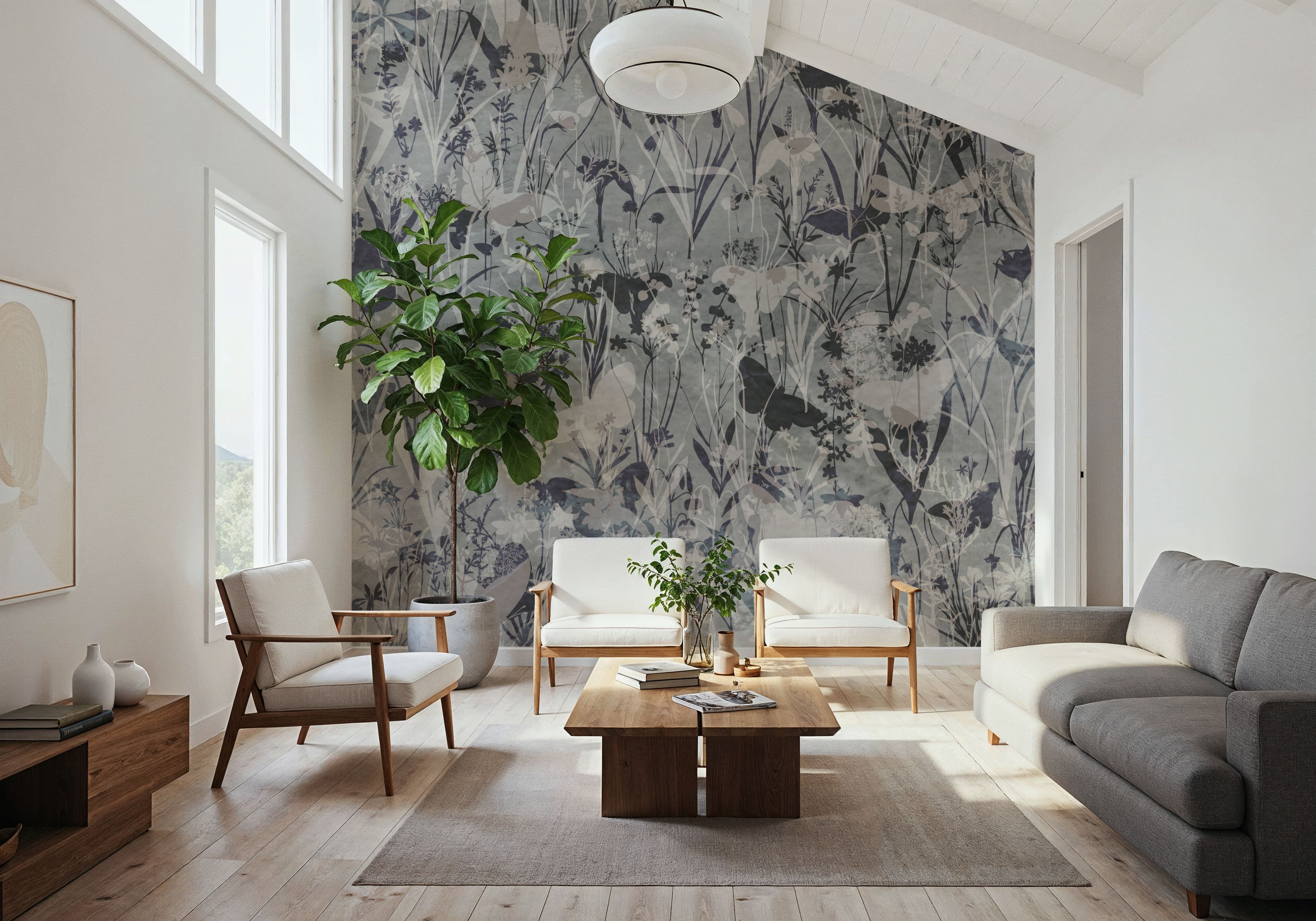 Herbals and Butterflies Double Silhouette Black