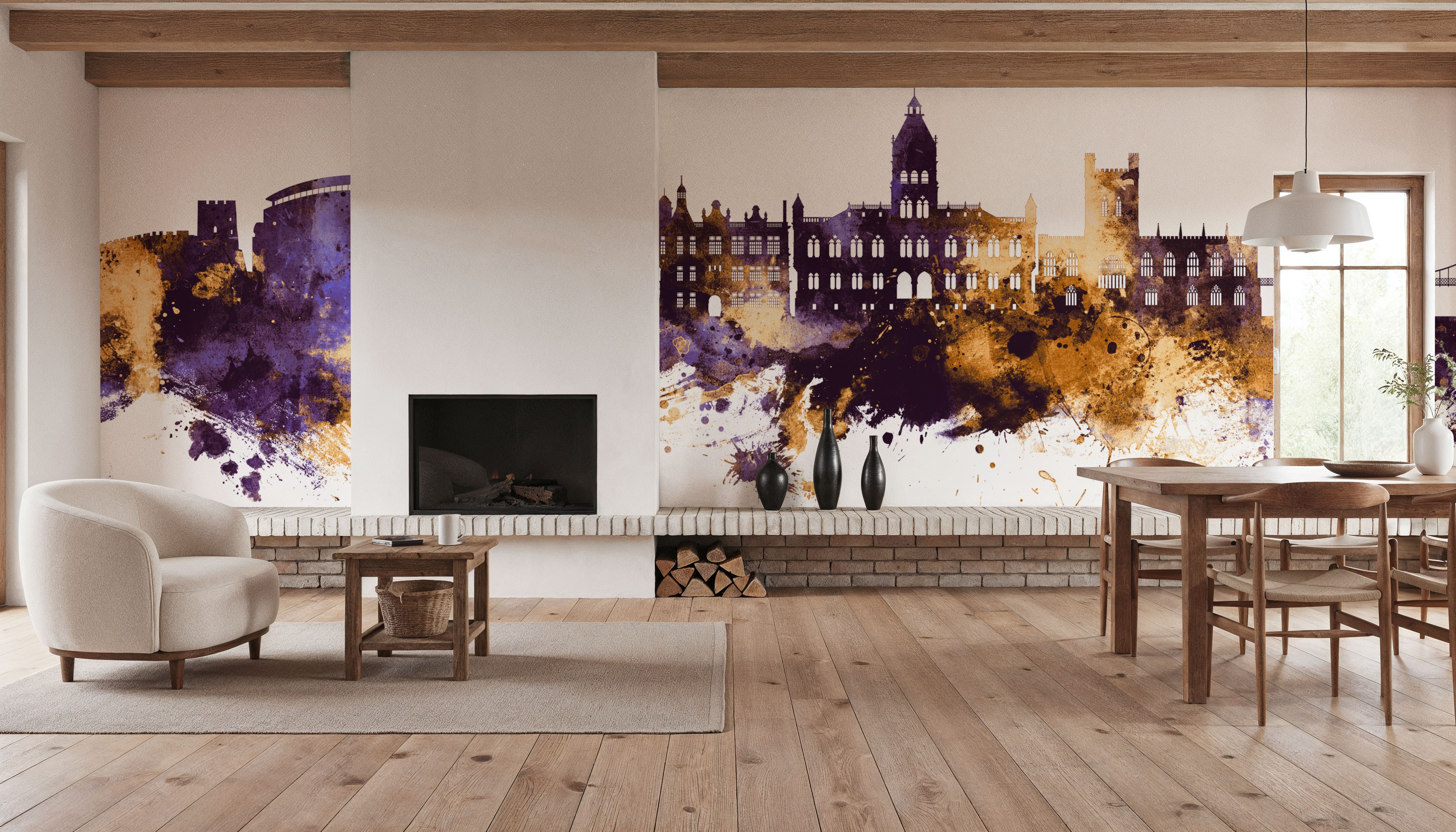 Chester England Skyline Purple & Gold