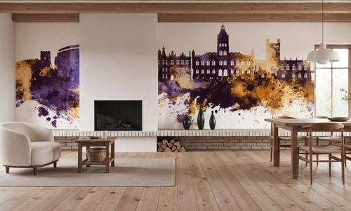 Chester England Skyline Purple & Gold