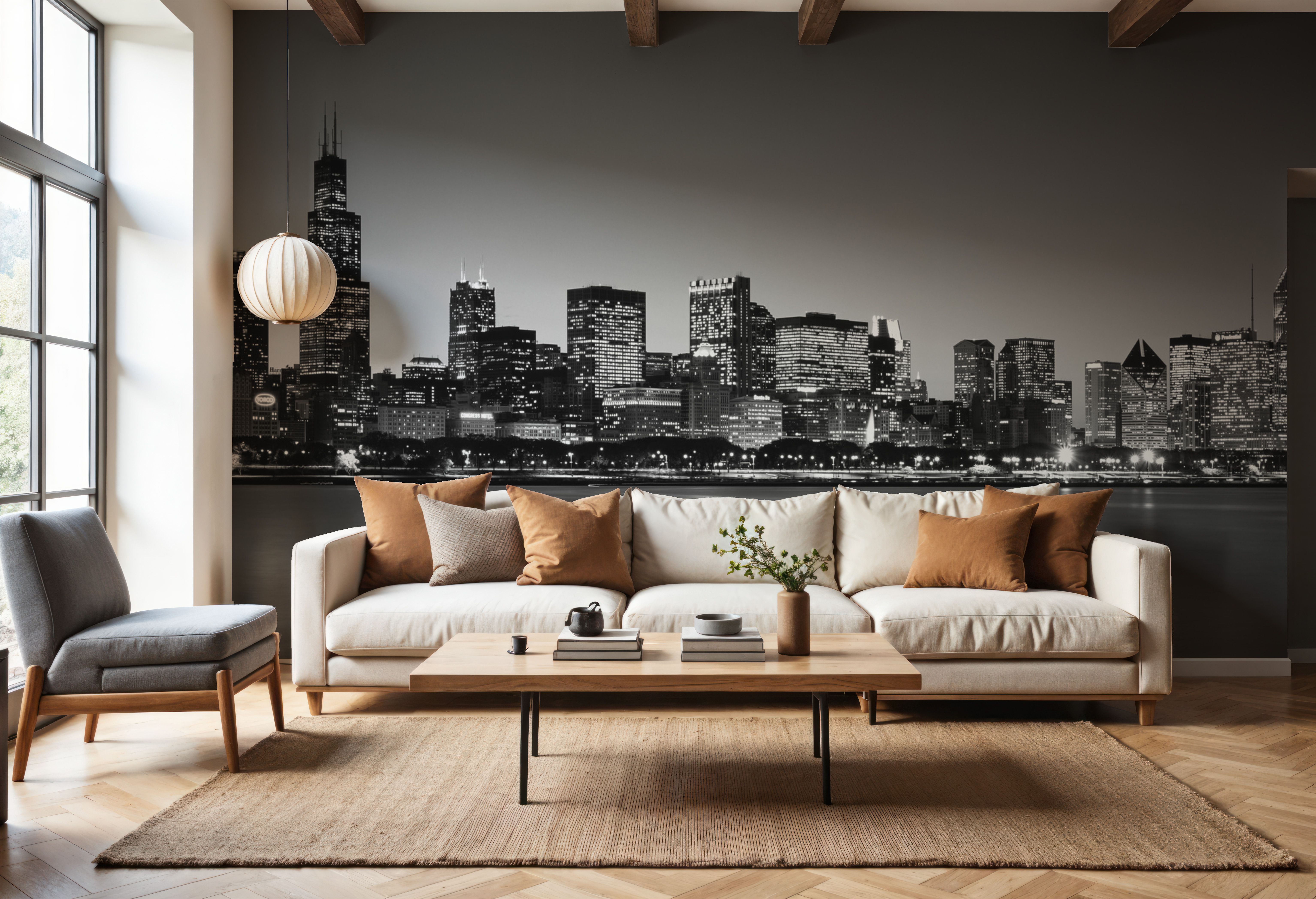 Manhattan Reflection Black & White, Tapeten