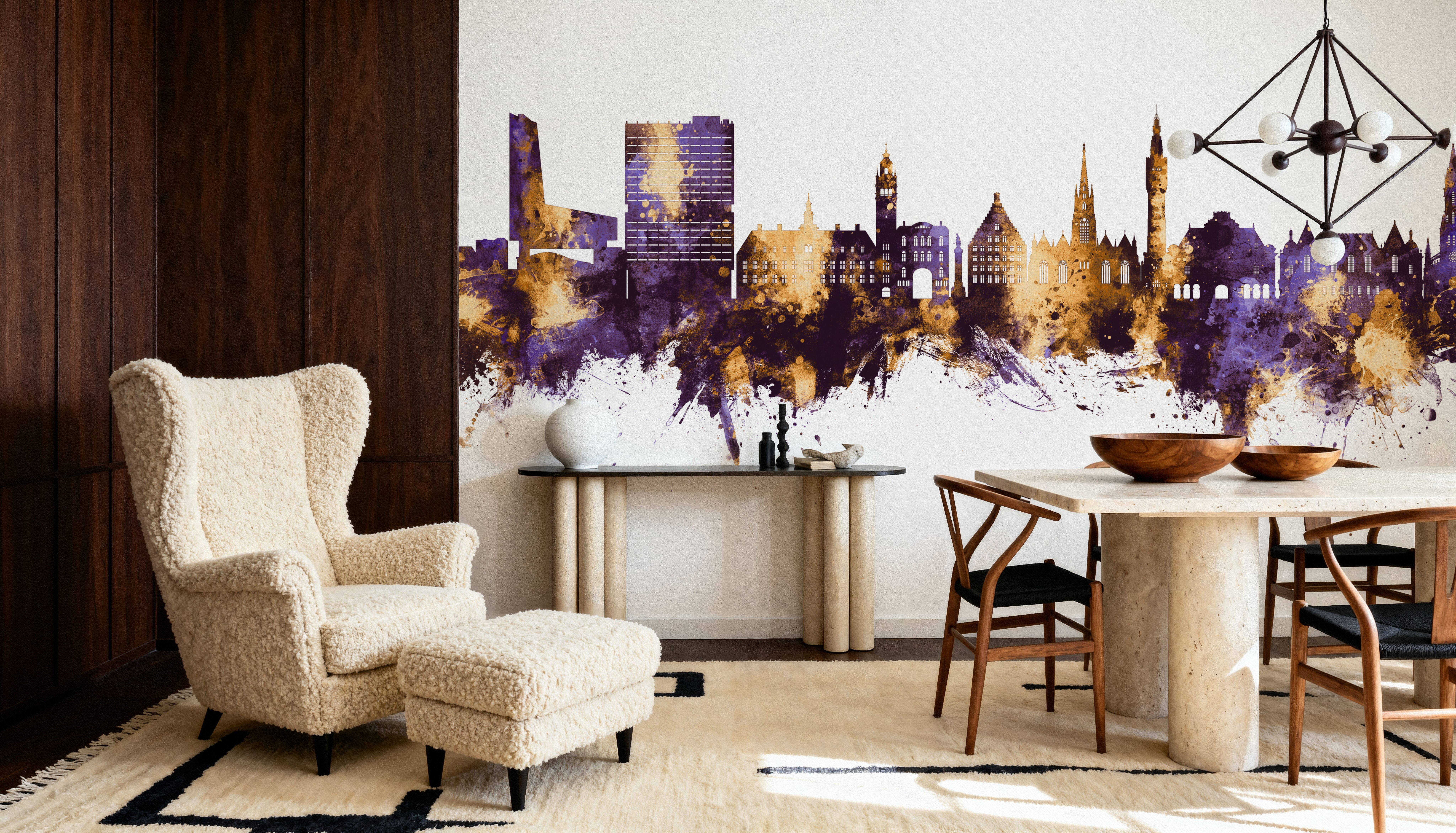 Lille France Skyline Purple & Gold