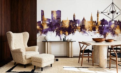 Lille France Skyline Purple & Gold