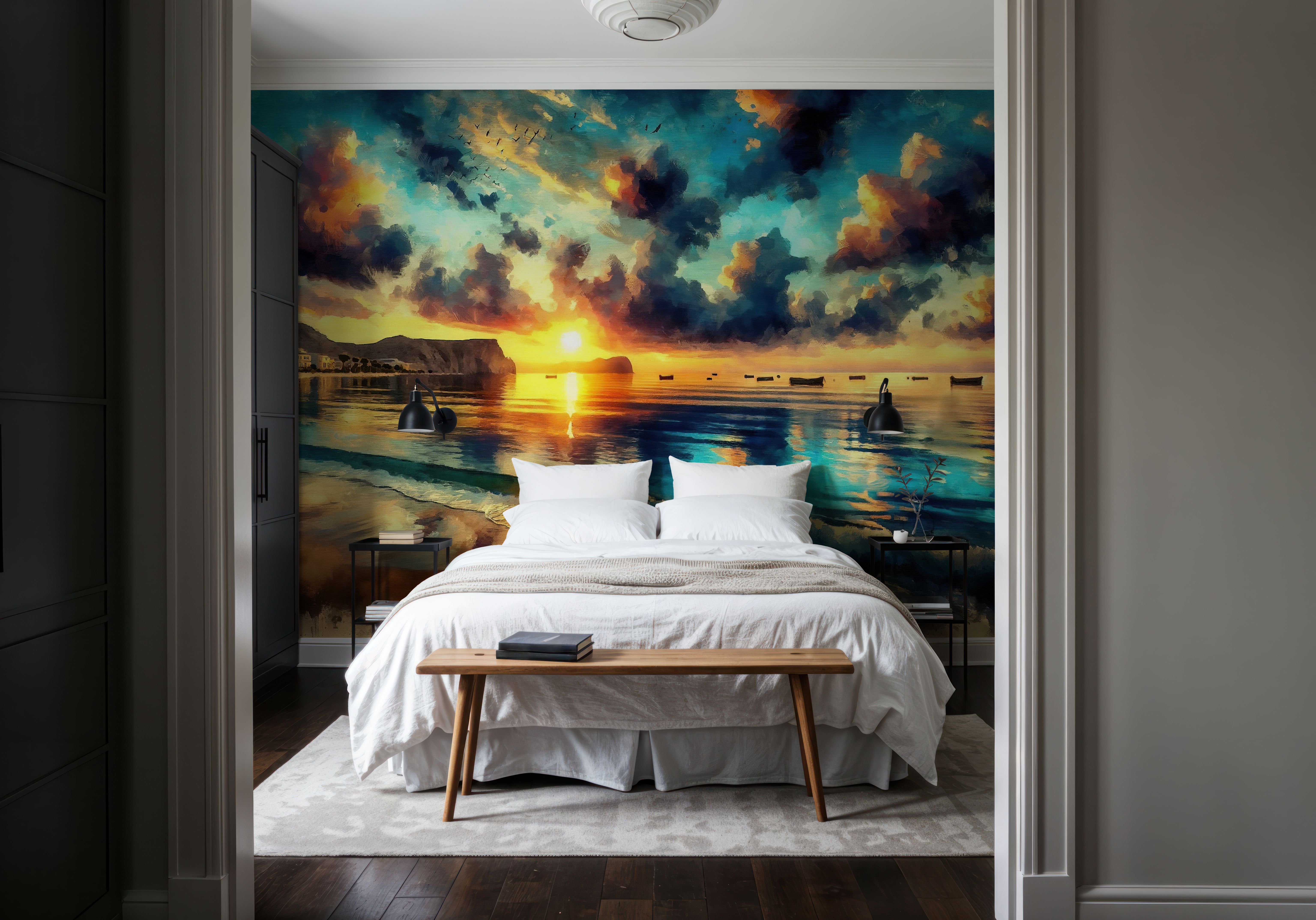 Stunning Coastal Sunset Scene, Carte da parati