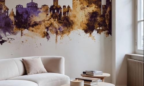 Erlangen Germany Skyline Purple & Gold