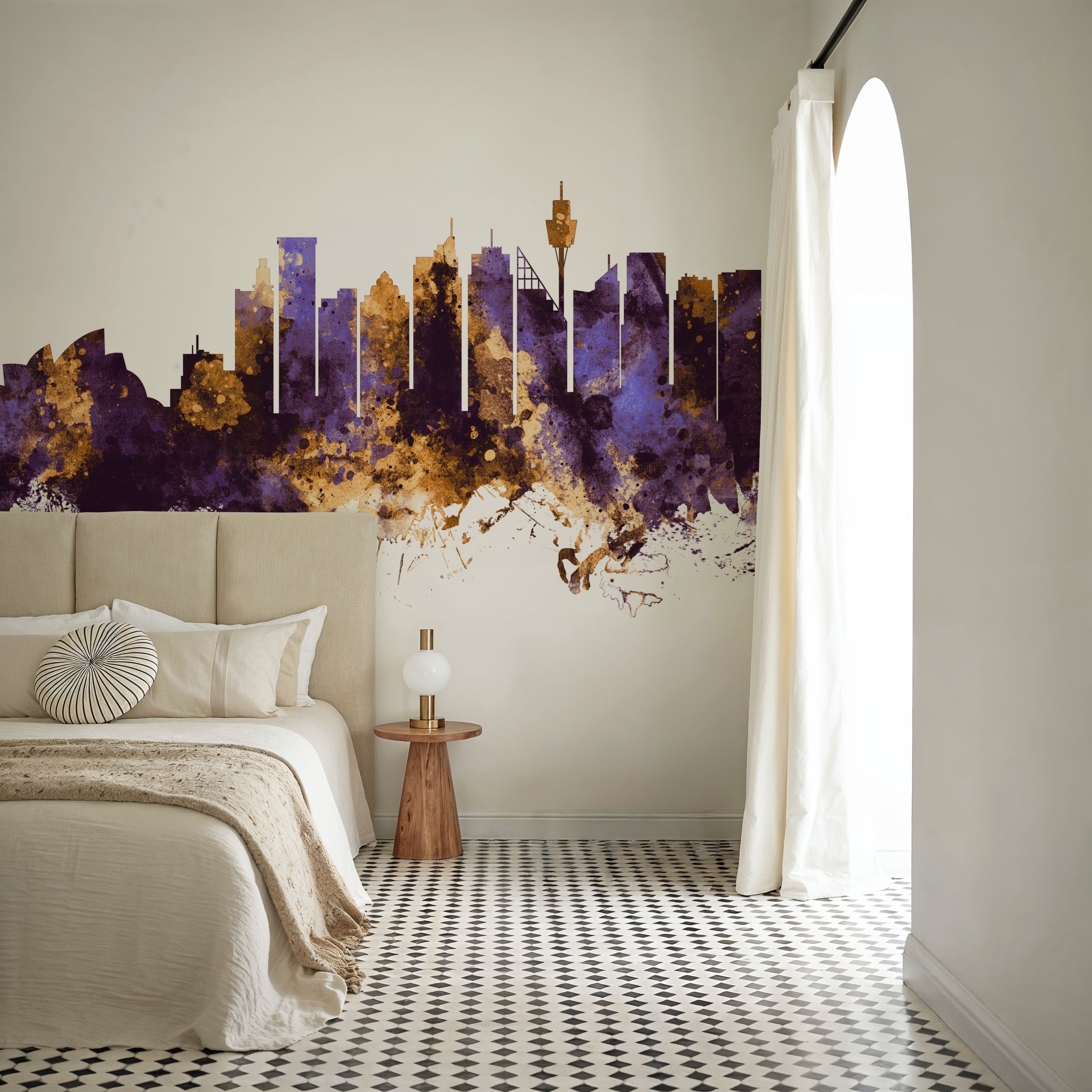 Sydney Australia Skyline Purple & Gold