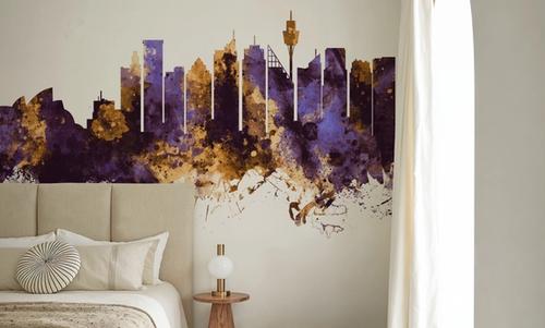 Sydney Australia Skyline Purple & Gold