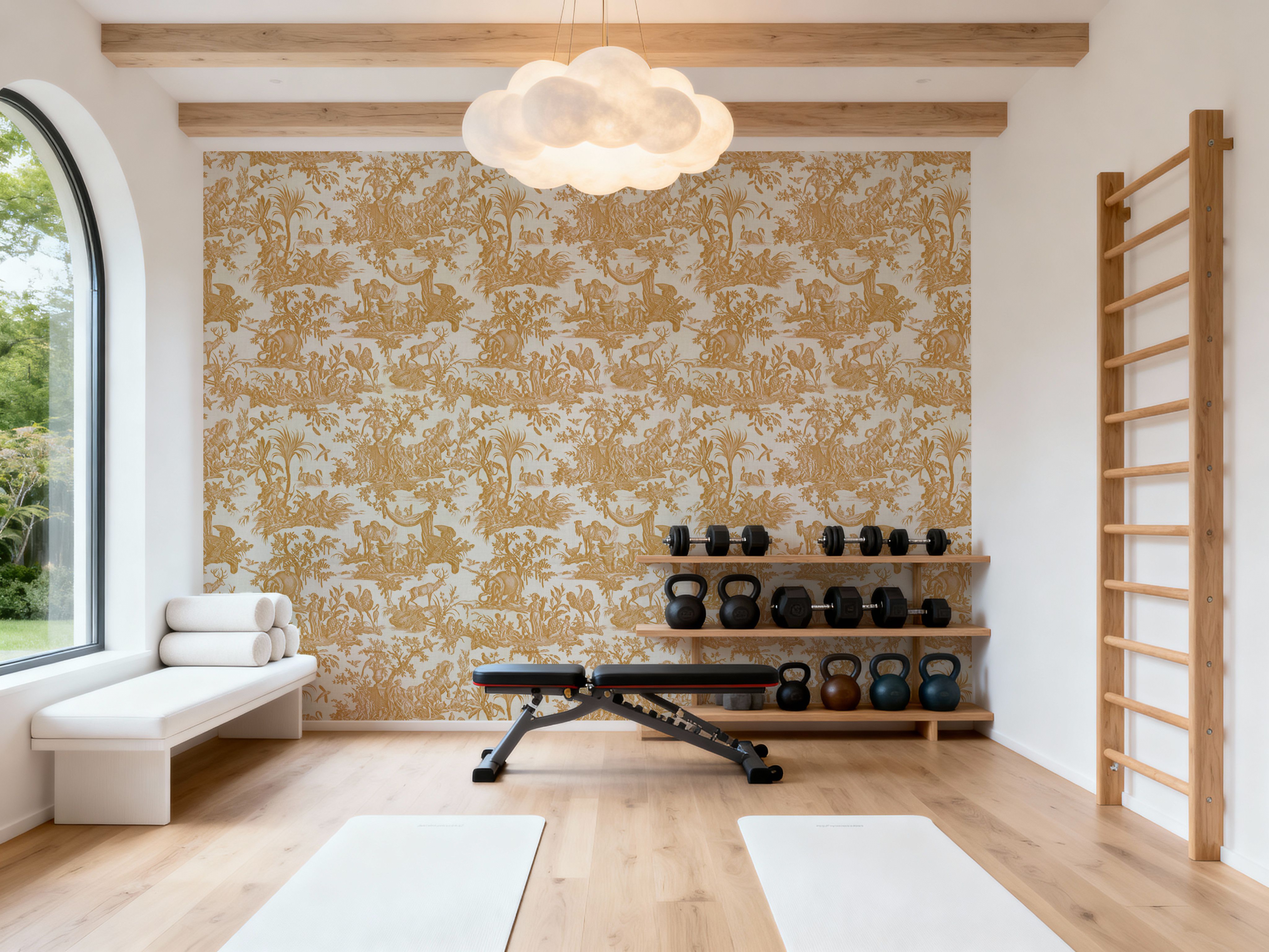 Patinated Linen Toile de Jouy, Sunflower