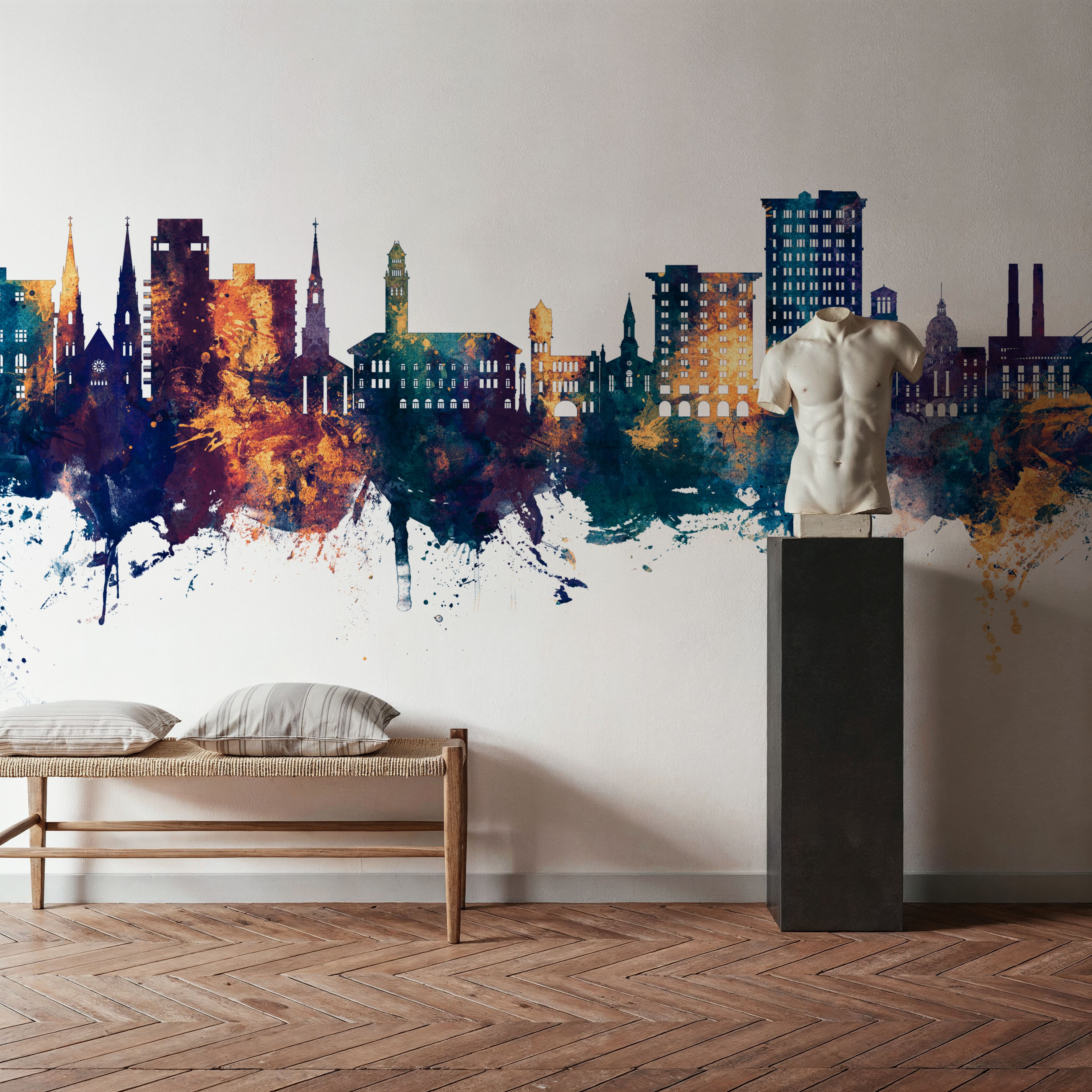Savannah Georgia Skyline Blue & Bronze
