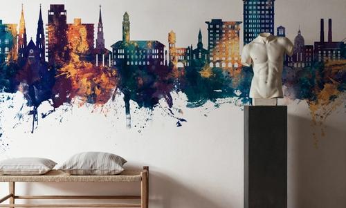 Savannah Georgia Skyline Blue & Bronze