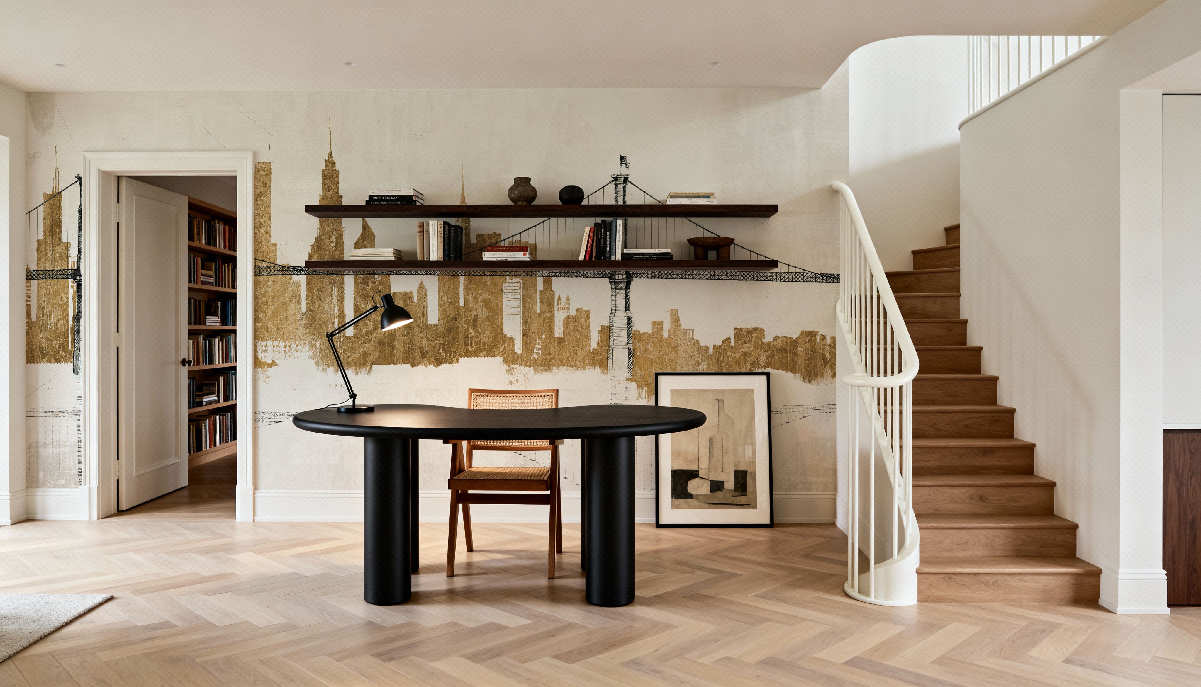 Bridge and Skyline Gold, Carte da parati