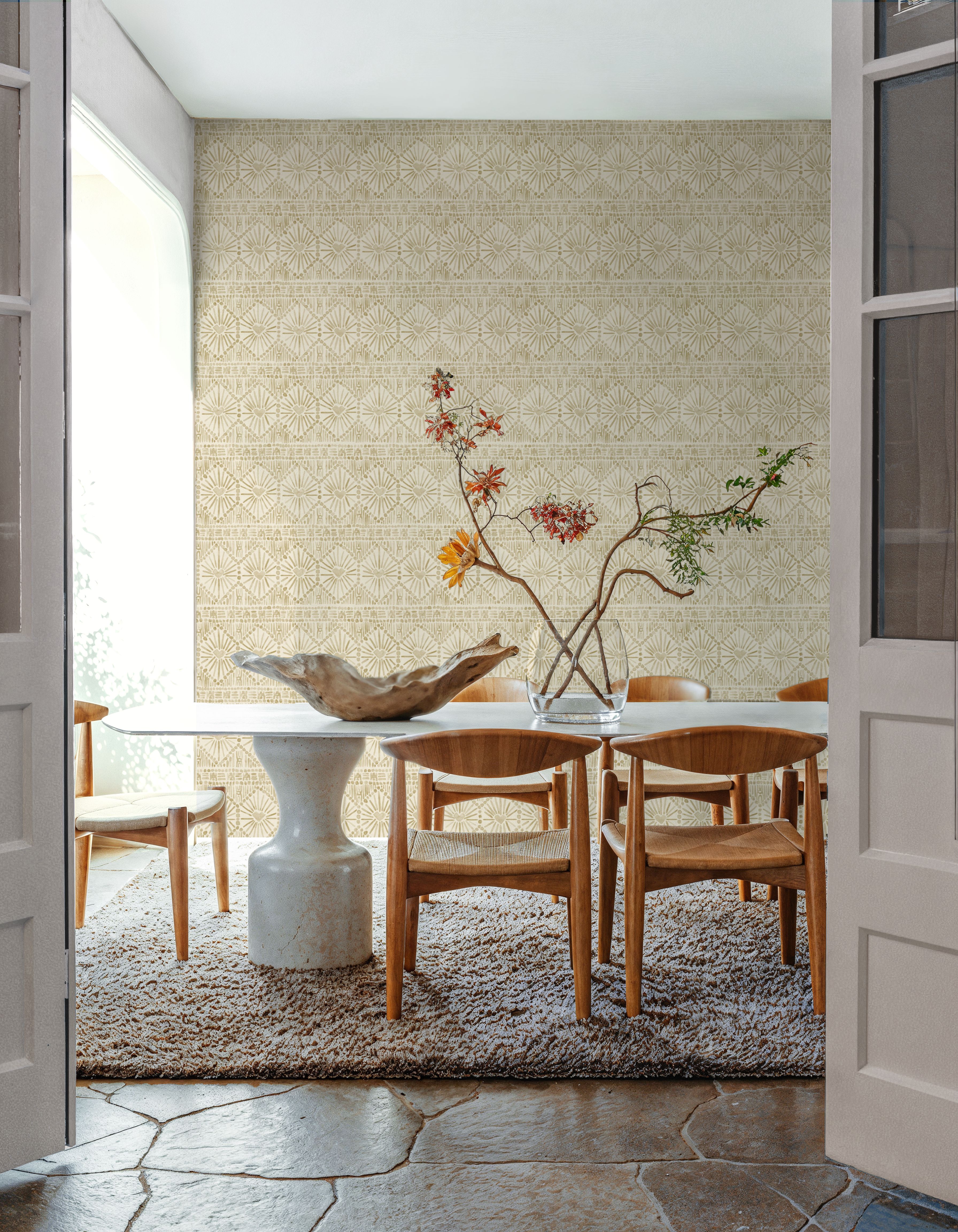 Paradise Fountain Beige on Beige tapet 100% PVC-fri och giftfri