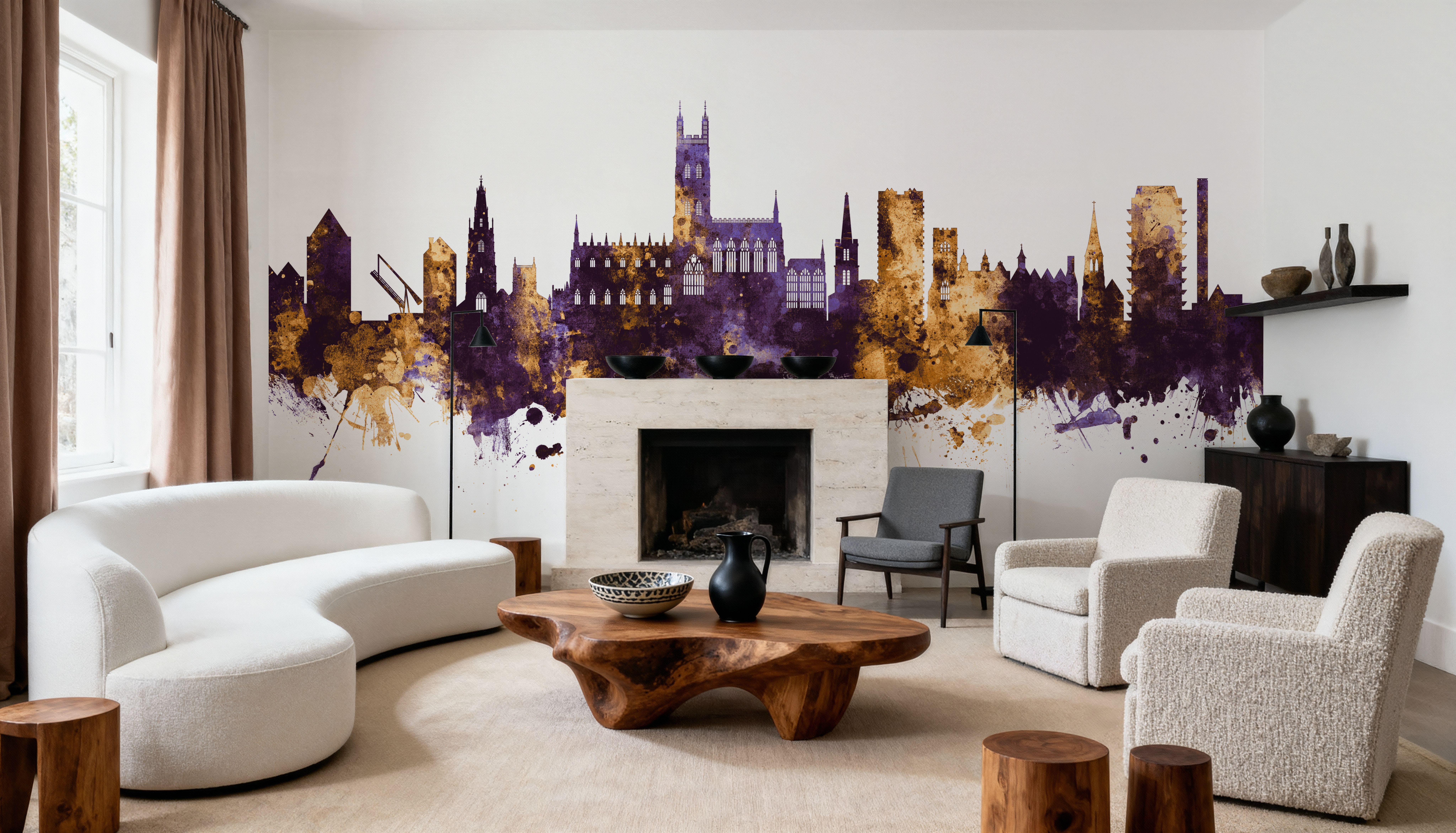 Gloucester England Skyline Purple & Gold
