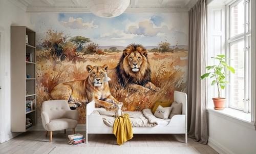Lions II - Watercolor Predators Series